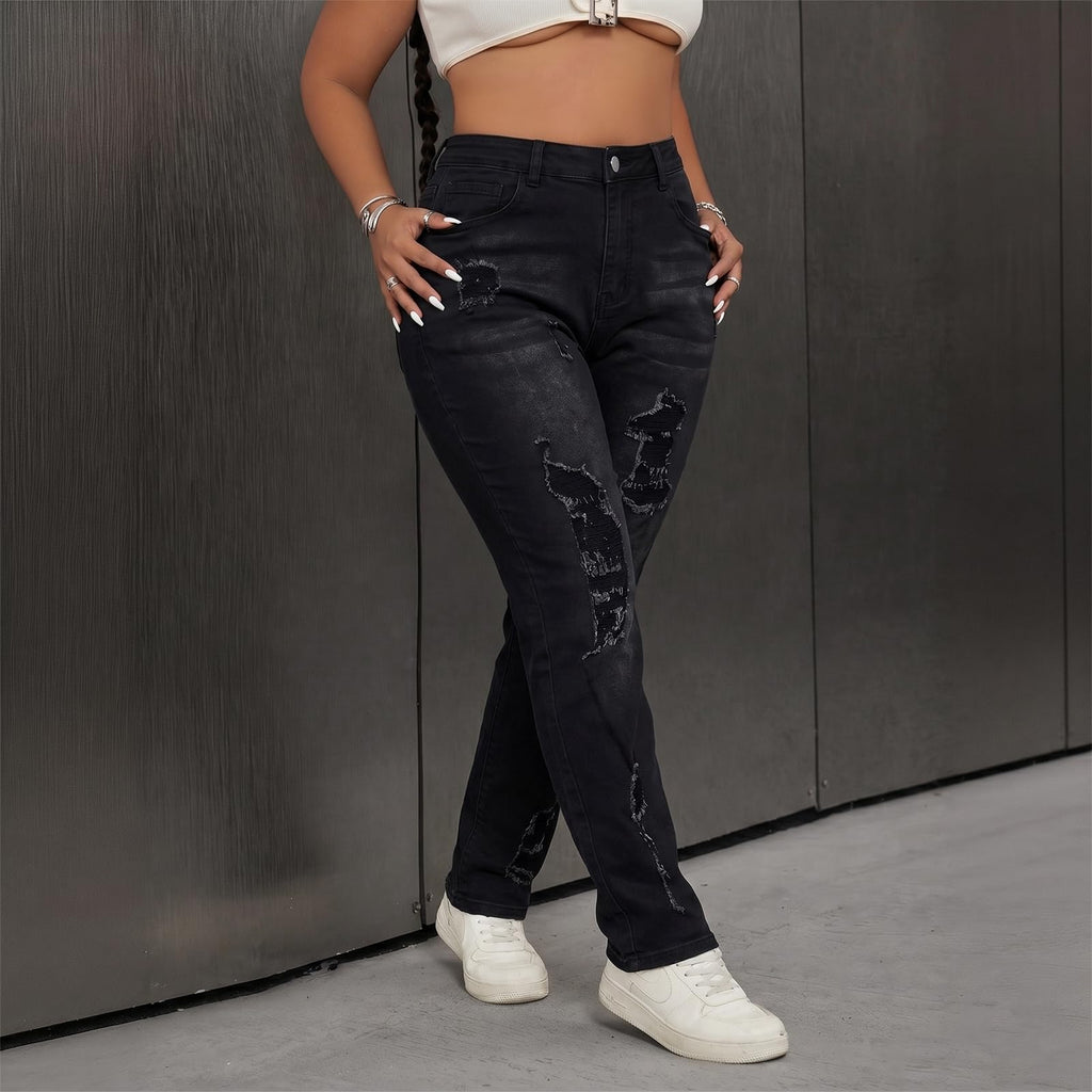 Women's High Waisted Stretchy Skinny Jeans Plus Size Ripped Distressed Butt Lifting Jeans Ankle Jean