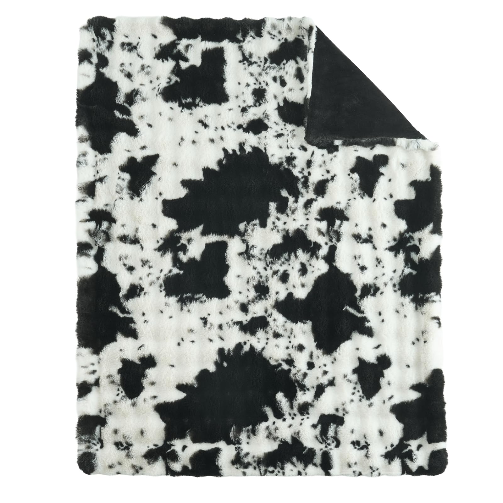 Lotus Karen Faux Fur Throw Blanket Black - Big Bubble Rabbit Fluff Blanket for Couch, Small Fluffy Fuzzy Cozy Blanket, Thick Furry Plush Shaggy Blankets, 50x60 Inches
