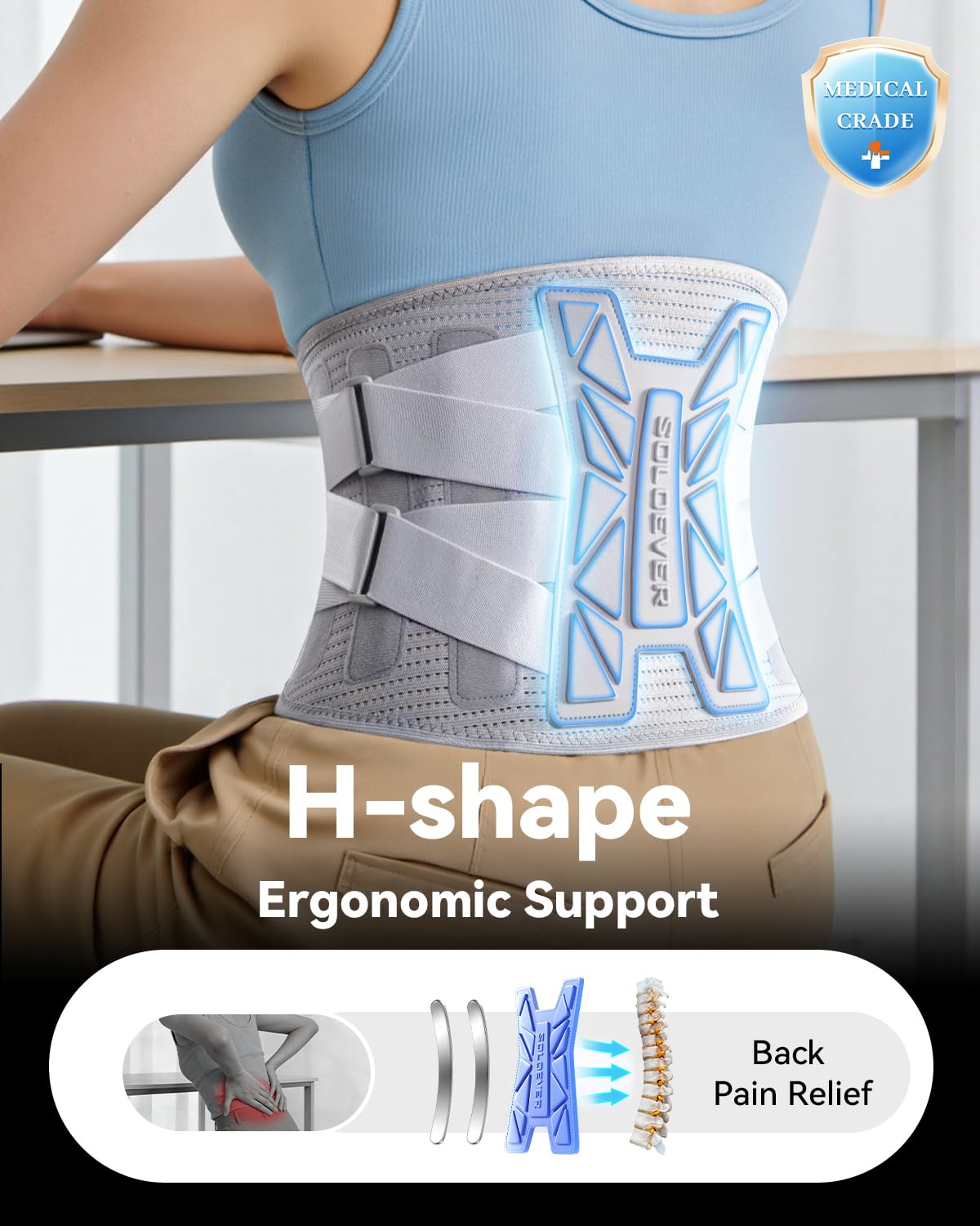Back Brace for Women Lower Back Pain Relief [Medical-Grade & Stronger Support] Back Support Brace with Adjustable Strap System - Back Support Belt for Herniated Disc, Sciatica, Arthritis,Scoliosis