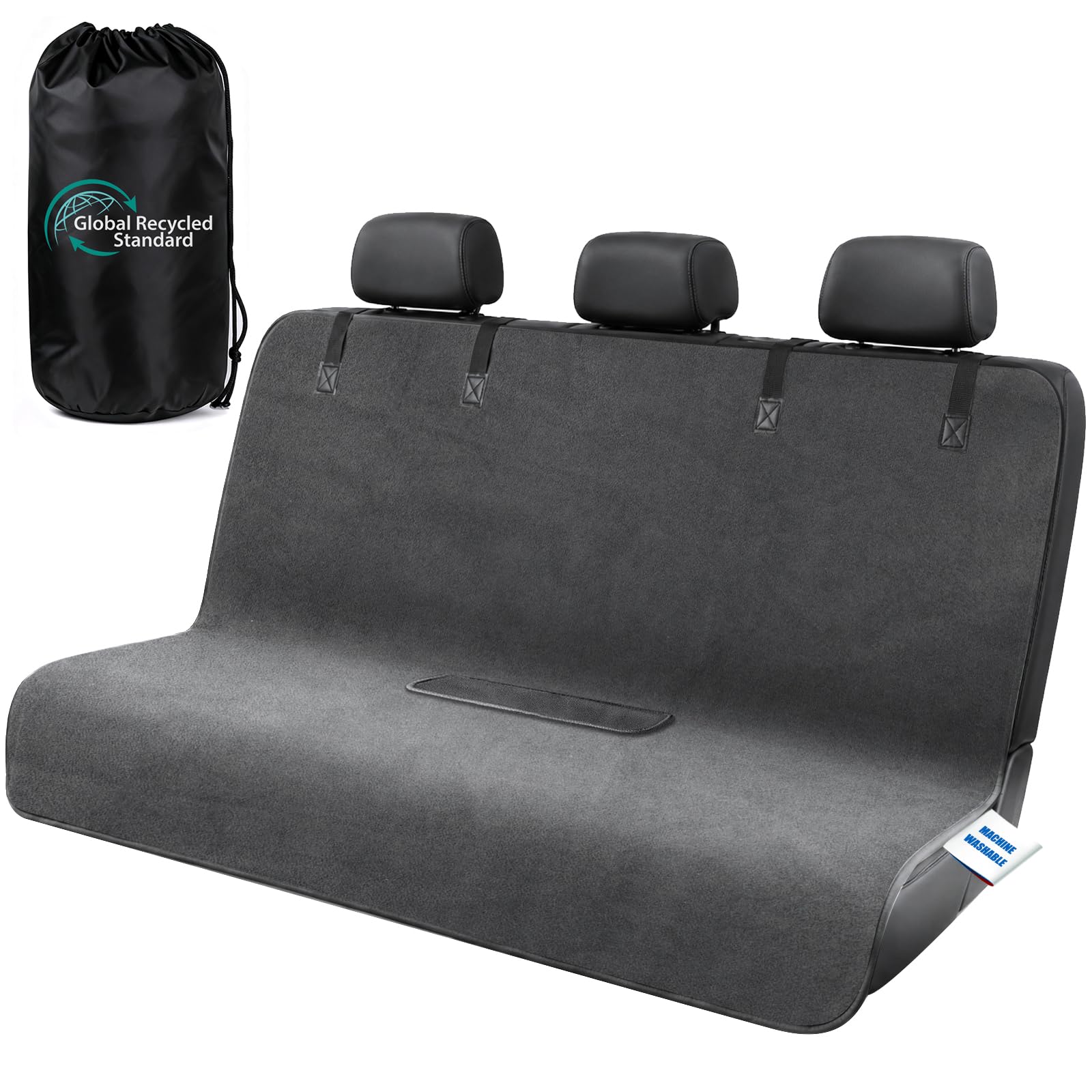1160g Heavy Duty Towel Car Seat Cover, Sweatproof Absorbent Microfiber Rear Seat Protector for Gym Beach Athletes, Universal Fit Waterproof Back Seat Mat for Sedans SUV Minivans(Black, 1PC)
