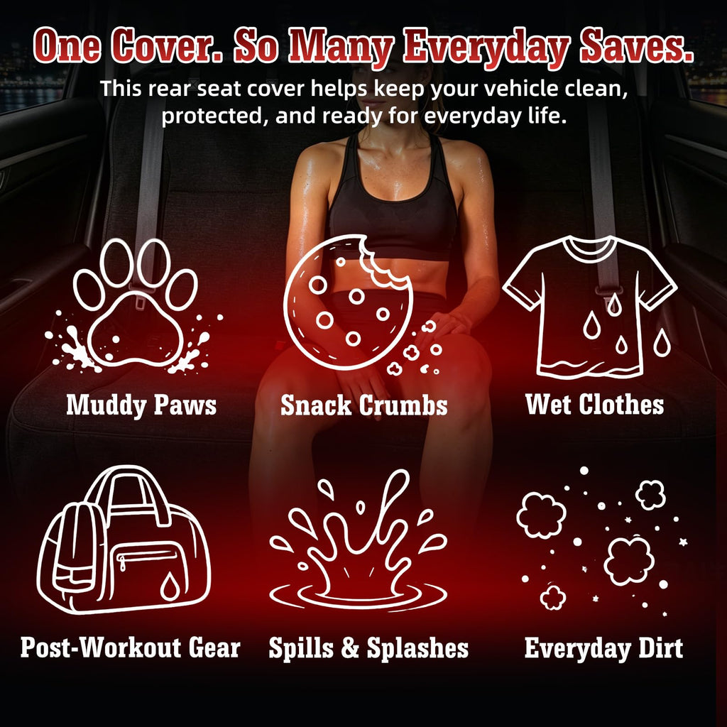 1160g Heavy Duty Towel Car Seat Cover, Sweatproof Absorbent Microfiber Rear Seat Protector for Gym Beach Athletes, Universal Fit Waterproof Back Seat Mat for Sedans SUV Minivans(Black, 1PC)