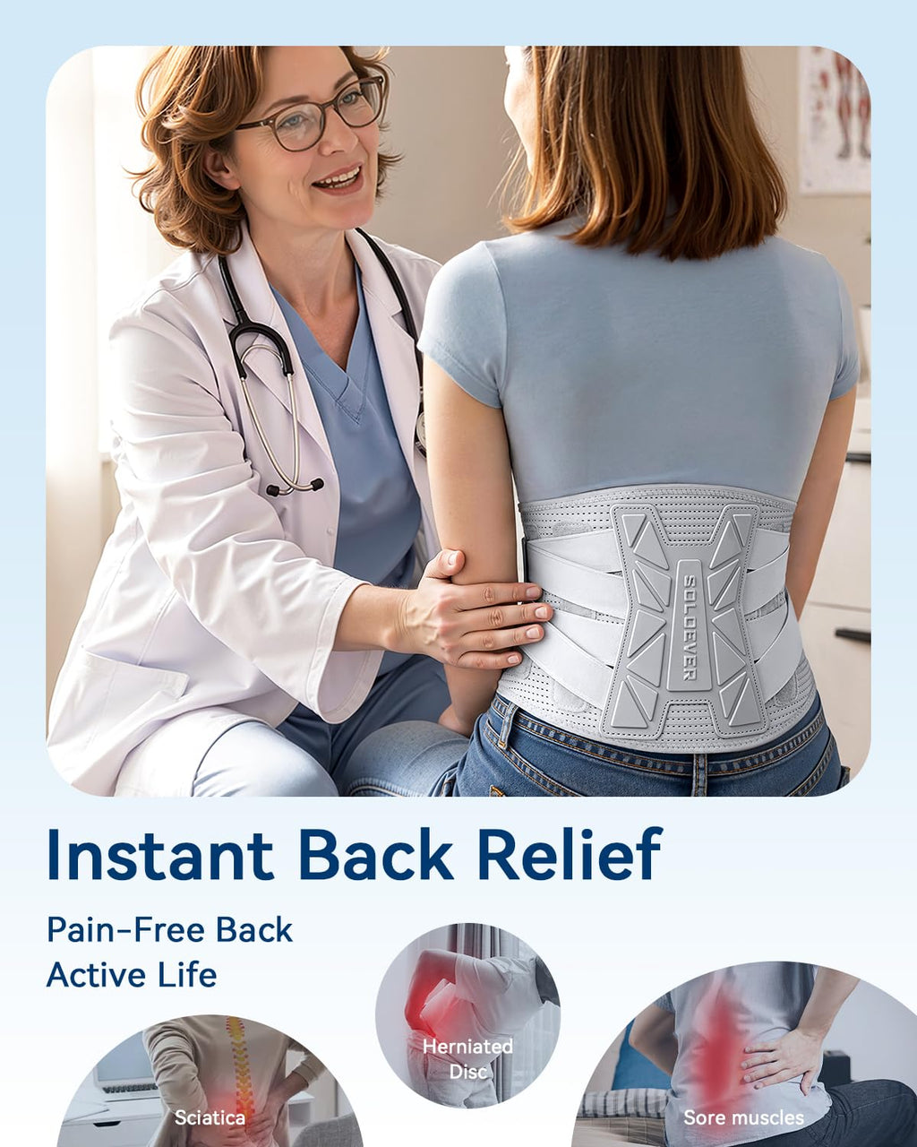 Back Brace for Women Lower Back Pain Relief [Medical-Grade & Stronger Support] Back Support Brace with Adjustable Strap System - Back Support Belt for Herniated Disc, Sciatica, Arthritis,Scoliosis