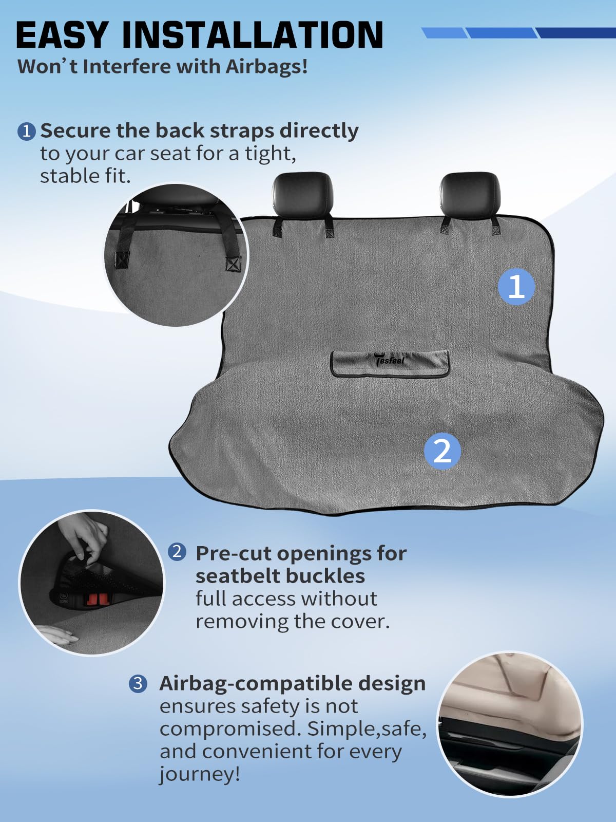 1160g Heavy Duty Towel Car Seat Cover, Sweatproof Absorbent Microfiber Rear Seat Protector for Gym Beach Athletes, Universal Fit Waterproof Back Seat Mat for Sedans SUV Minivans(Black, 1PC)