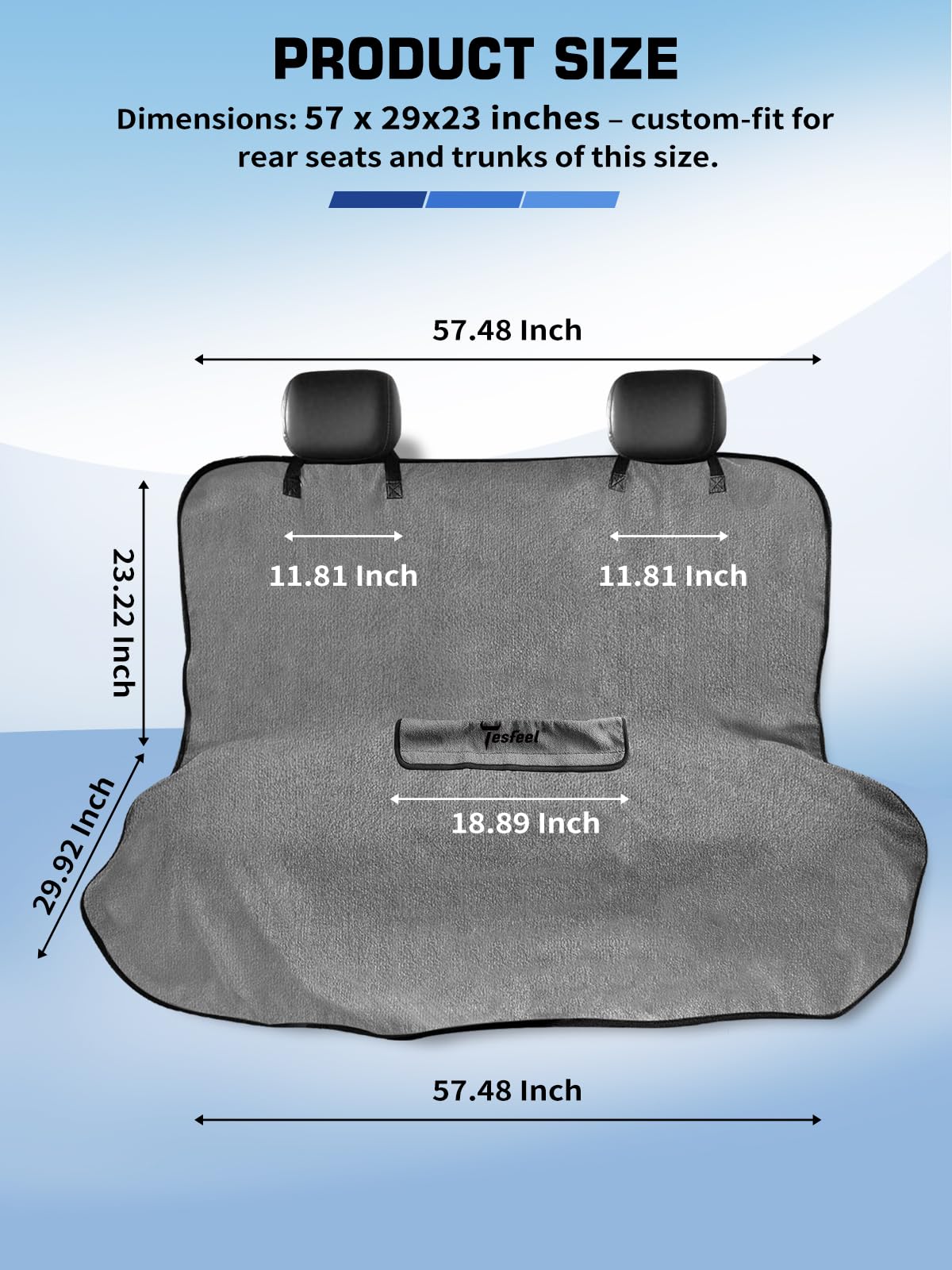 1160g Heavy Duty Towel Car Seat Cover, Sweatproof Absorbent Microfiber Rear Seat Protector for Gym Beach Athletes, Universal Fit Waterproof Back Seat Mat for Sedans SUV Minivans(Black, 1PC)