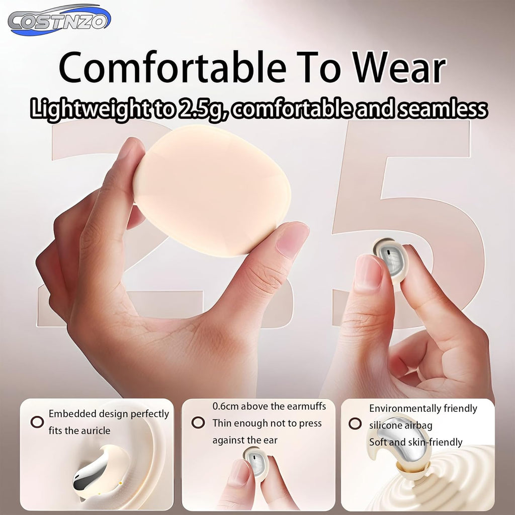 Sleep Earbuds for Side Sleepers - Built in Sleep Mode with 2 Natural Sounds White Noise, Sleep Buds Noise Cancelling Side Sleeper, Sleep Aid Headphones (Skin)