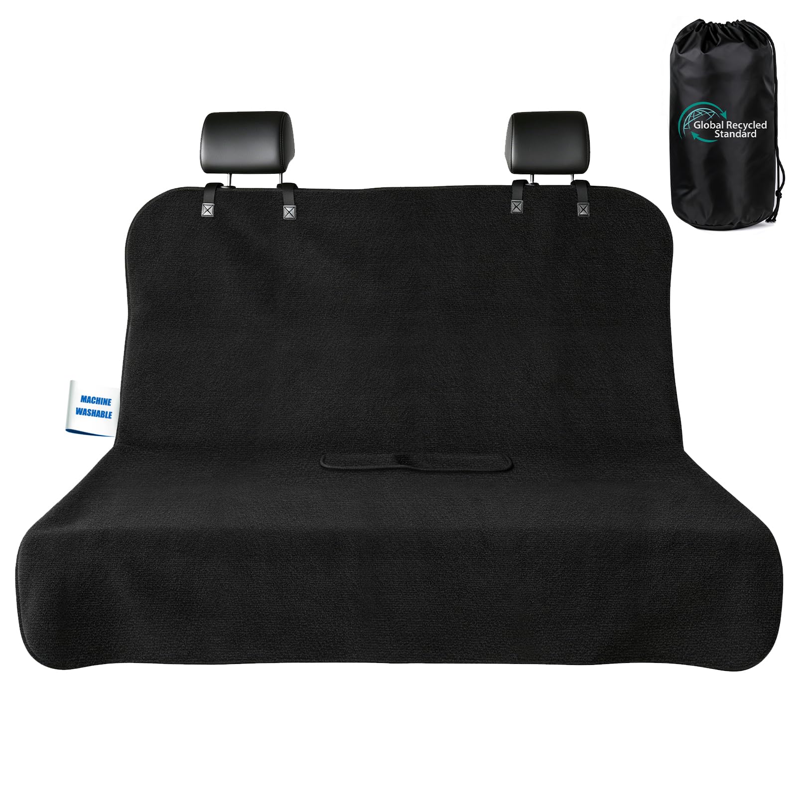 1160g Heavy Duty Towel Car Seat Cover, Sweatproof Absorbent Microfiber Rear Seat Protector for Gym Beach Athletes, Universal Fit Waterproof Back Seat Mat for Sedans SUV Minivans(Black, 1PC)