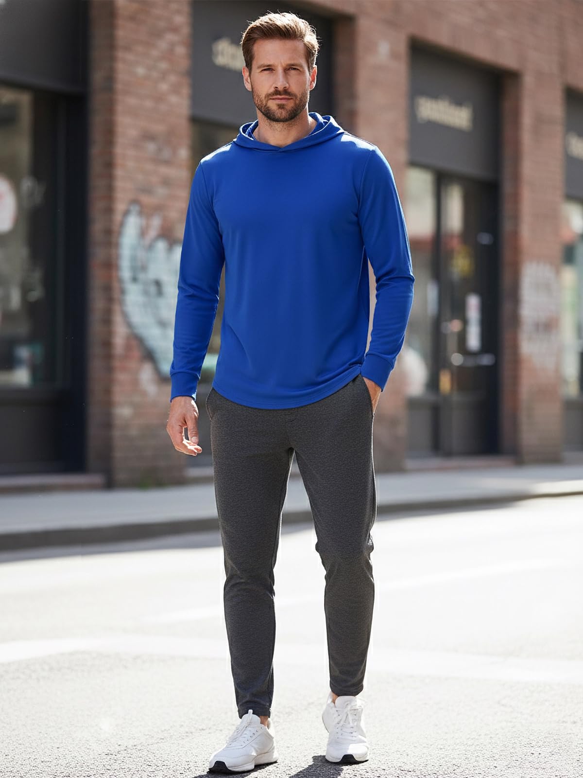 Mens Hoodies Long-Sleeve Shirts - UPF 50+ Sun Protection Shirts Lightweight Fishing Athletic Hoodies