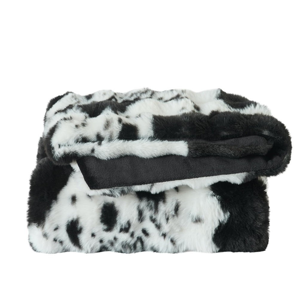 Lotus Karen Faux Fur Throw Blanket Black - Big Bubble Rabbit Fluff Blanket for Couch, Small Fluffy Fuzzy Cozy Blanket, Thick Furry Plush Shaggy Blankets, 50x60 Inches