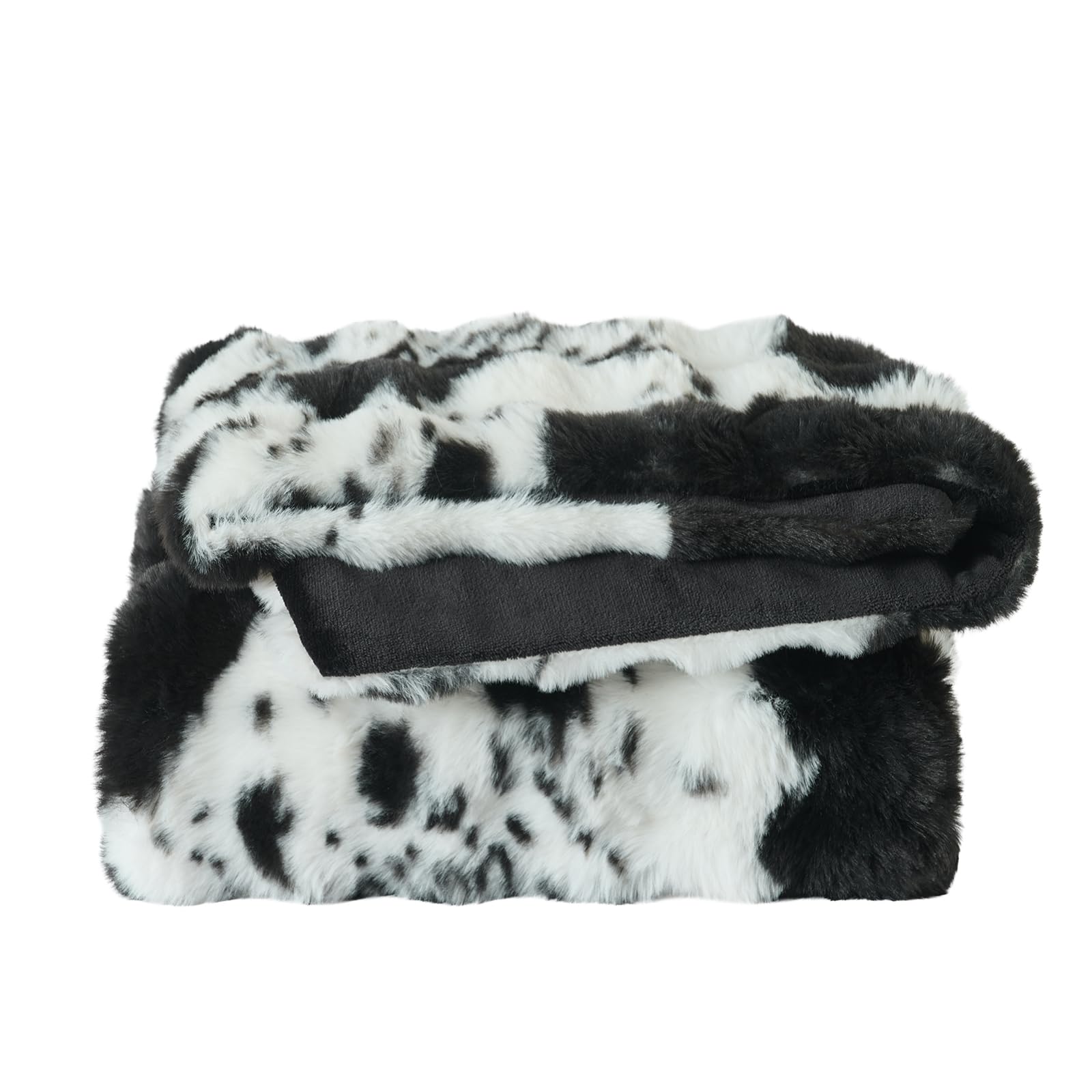 Lotus Karen Faux Fur Throw Blanket Black - Big Bubble Rabbit Fluff Blanket for Couch, Small Fluffy Fuzzy Cozy Blanket, Thick Furry Plush Shaggy Blankets, 50x60 Inches