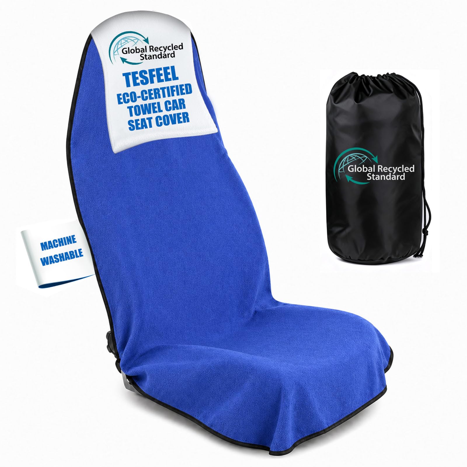 1160g Heavy Duty Towel Car Seat Cover, Sweatproof Absorbent Microfiber Rear Seat Protector for Gym Beach Athletes, Universal Fit Waterproof Back Seat Mat for Sedans SUV Minivans(Black, 1PC)