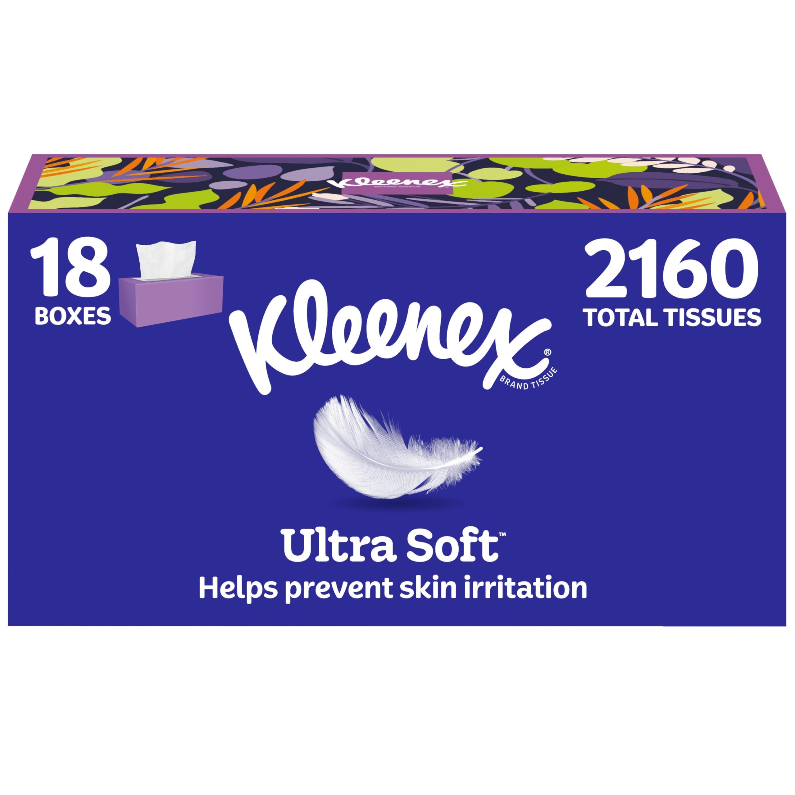 Kleenex Ultra Soft Facial Tissues, 3 Flat Boxes, 120 Tissues per Box, 3-Ply (360 Total), Packaging May Vary
