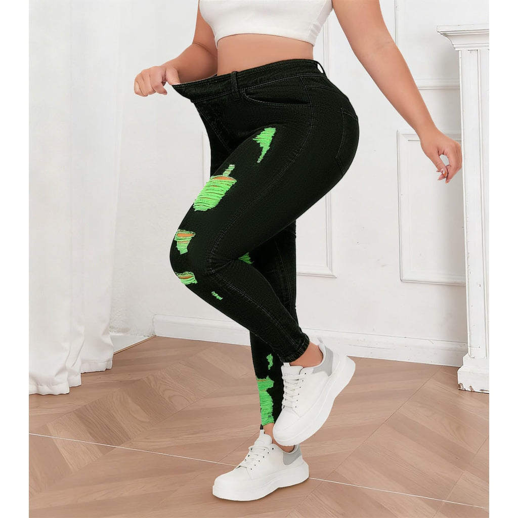 Women's High Waisted Stretchy Skinny Jeans Plus Size Ripped Distressed Butt Lifting Jeans Ankle Jean