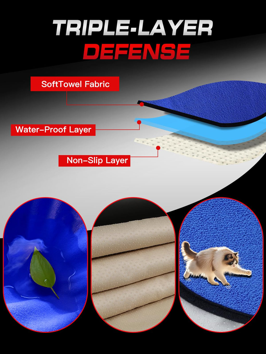 1160g Heavy Duty Towel Car Seat Cover, Sweatproof Absorbent Microfiber Rear Seat Protector for Gym Beach Athletes, Universal Fit Waterproof Back Seat Mat for Sedans SUV Minivans(Black, 1PC)