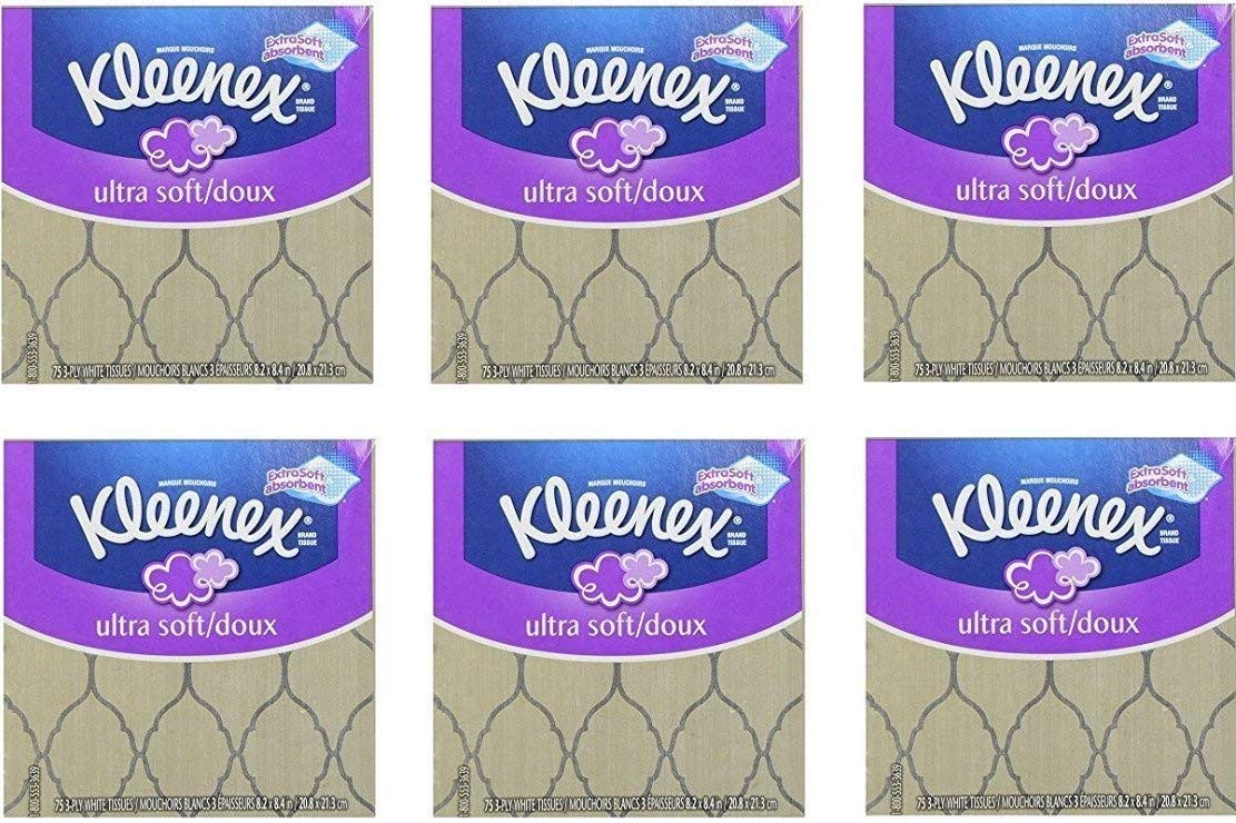 Kleenex Ultra Soft Facial Tissues, 3 Flat Boxes, 120 Tissues per Box, 3-Ply (360 Total), Packaging May Vary
