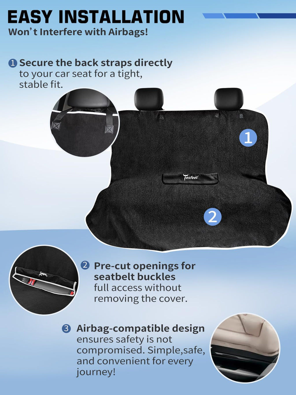 1160g Heavy Duty Towel Car Seat Cover, Sweatproof Absorbent Microfiber Rear Seat Protector for Gym Beach Athletes, Universal Fit Waterproof Back Seat Mat for Sedans SUV Minivans(Black, 1PC)