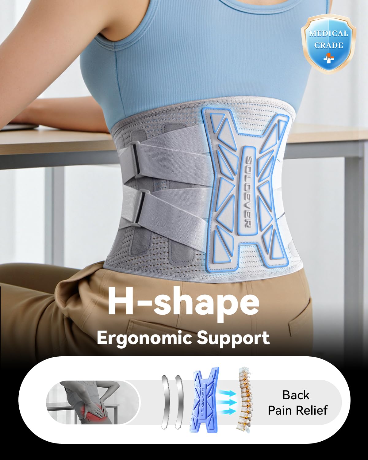 Back Brace for Women Lower Back Pain Relief [Medical-Grade & Stronger Support] Back Support Brace with Adjustable Strap System - Back Support Belt for Herniated Disc, Sciatica, Arthritis,Scoliosis