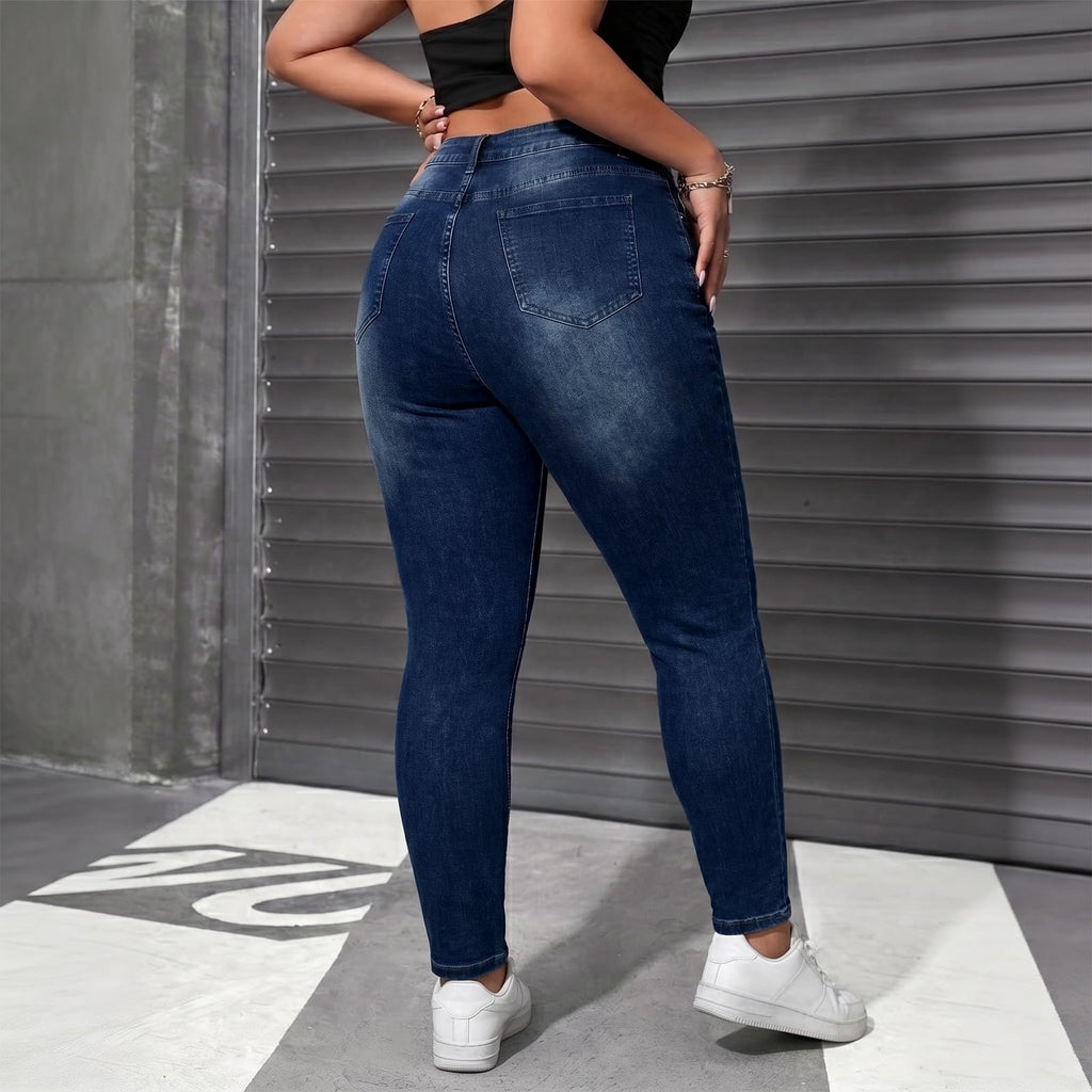 Women's High Waisted Stretchy Skinny Jeans Plus Size Ripped Distressed Butt Lifting Jeans Ankle Jean