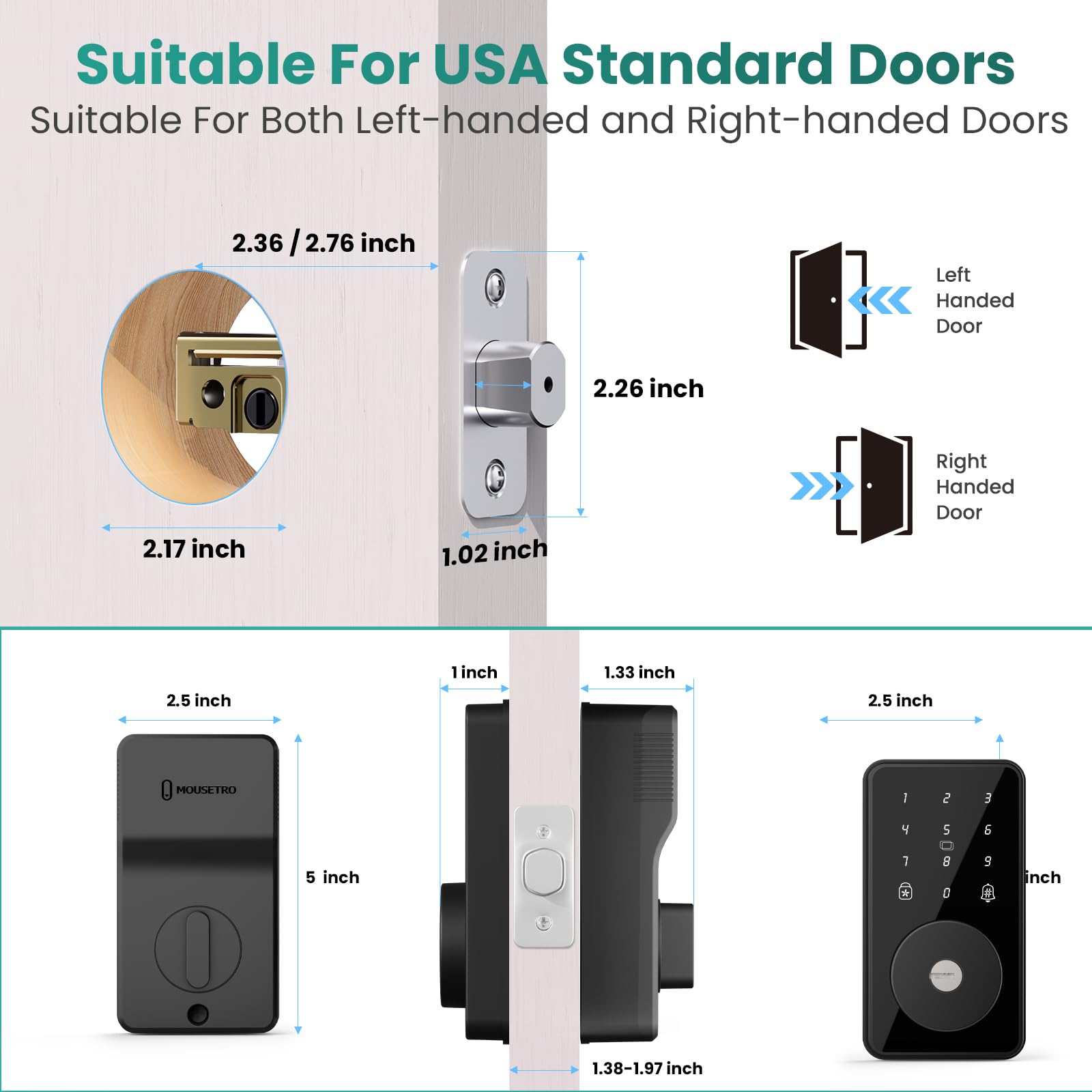 Smart Lock, 4-in-1 Keyless Entry Door Lock for Front Door, 6 Digital Code Door Lock with Keypad, Bluetooth Smart Deadbolt, App Control