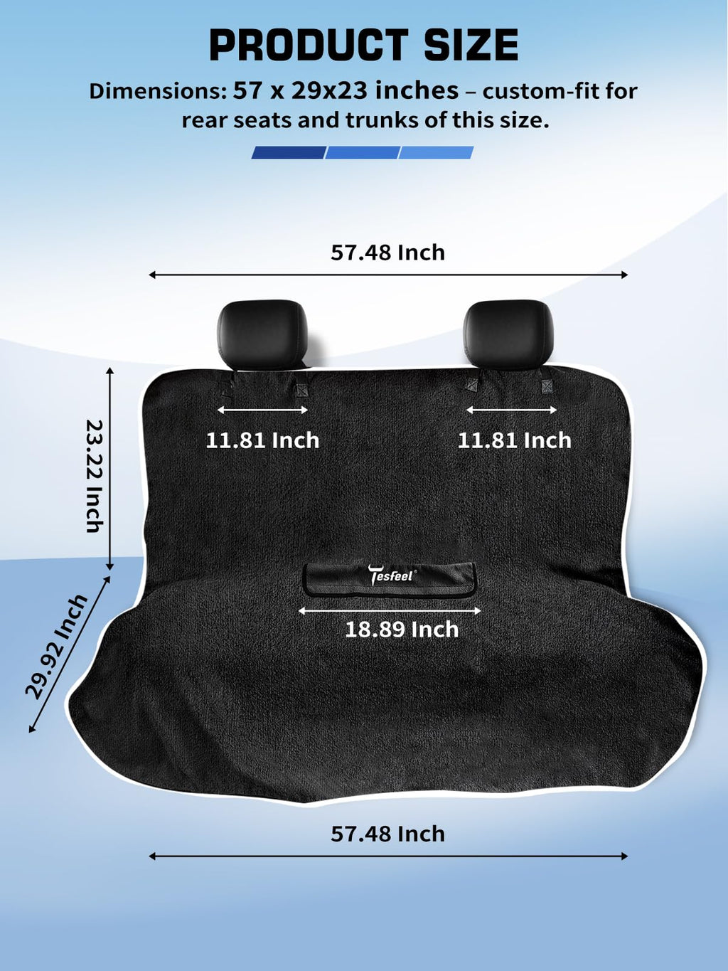 1160g Heavy Duty Towel Car Seat Cover, Sweatproof Absorbent Microfiber Rear Seat Protector for Gym Beach Athletes, Universal Fit Waterproof Back Seat Mat for Sedans SUV Minivans(Black, 1PC)