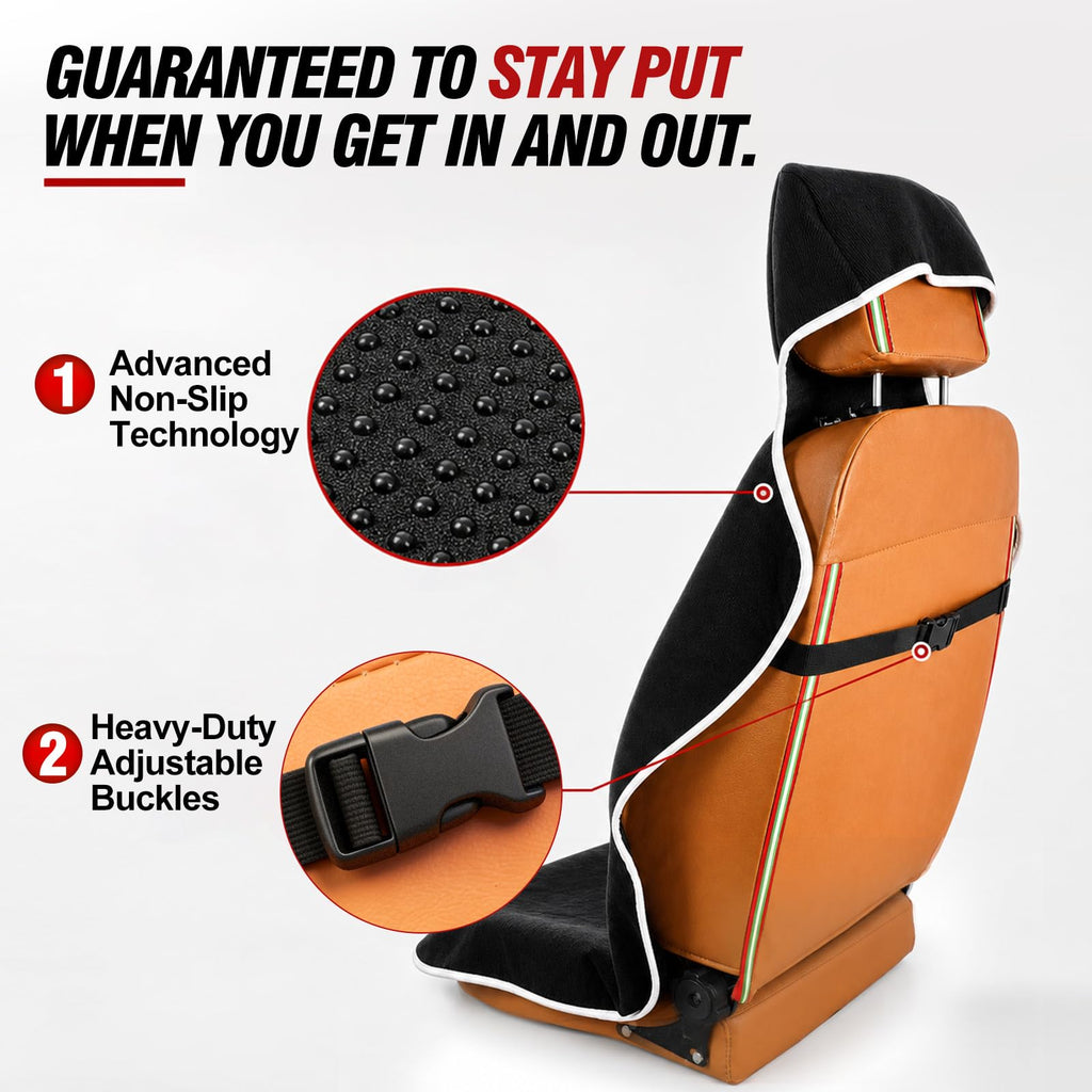 1160g Heavy Duty Towel Car Seat Cover, Sweatproof Absorbent Microfiber Rear Seat Protector for Gym Beach Athletes, Universal Fit Waterproof Back Seat Mat for Sedans SUV Minivans(Black, 1PC)