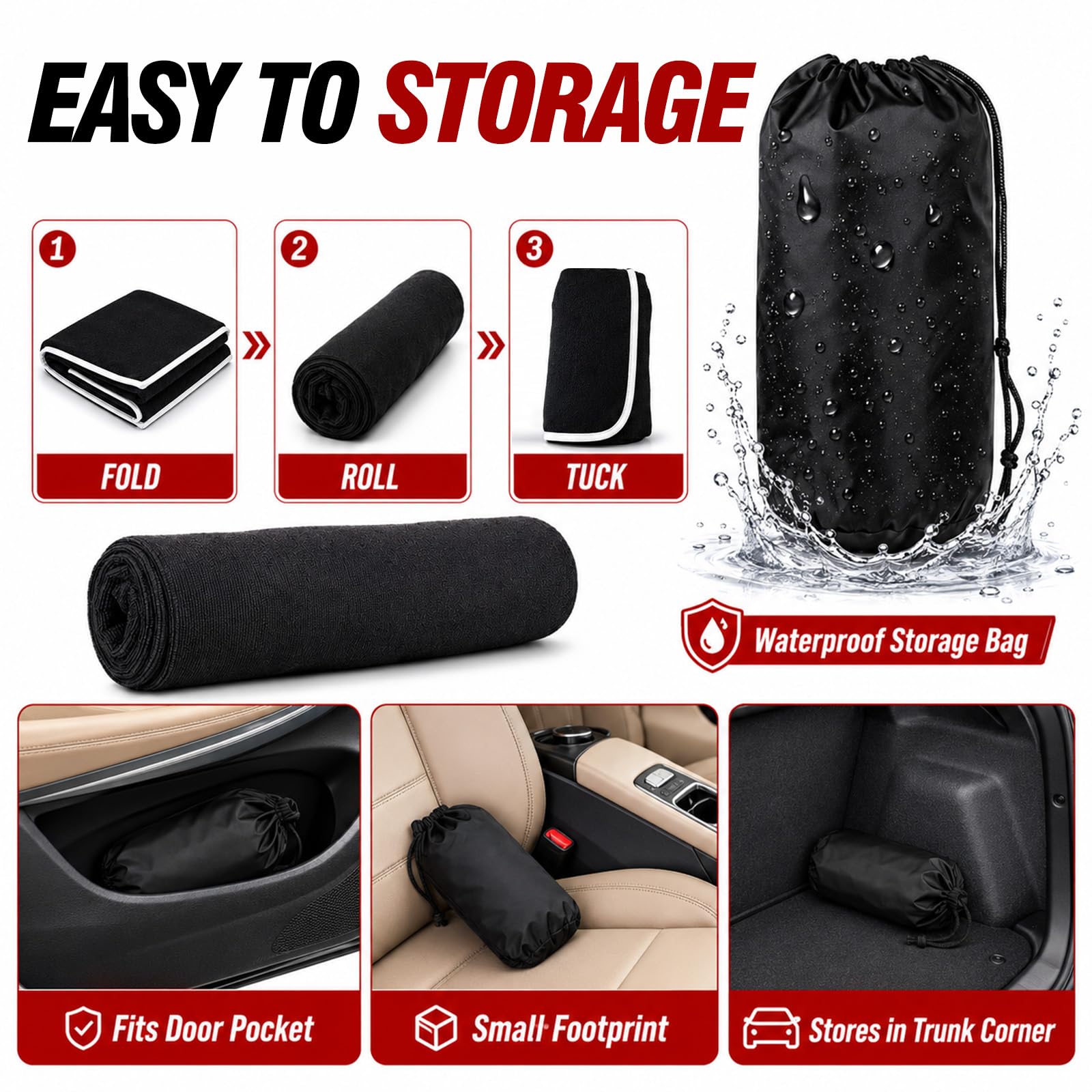 1160g Heavy Duty Towel Car Seat Cover, Sweatproof Absorbent Microfiber Rear Seat Protector for Gym Beach Athletes, Universal Fit Waterproof Back Seat Mat for Sedans SUV Minivans(Black, 1PC)