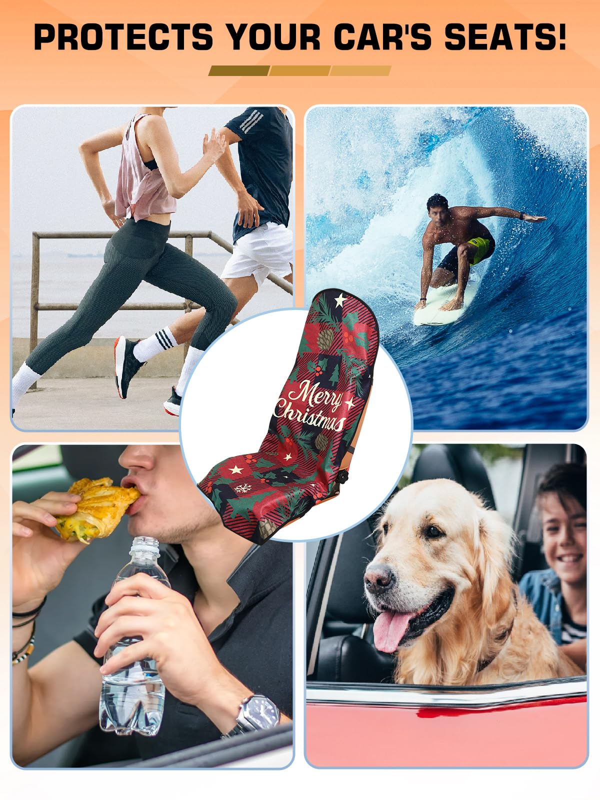 1160g Heavy Duty Towel Car Seat Cover, Sweatproof Absorbent Microfiber Rear Seat Protector for Gym Beach Athletes, Universal Fit Waterproof Back Seat Mat for Sedans SUV Minivans(Black, 1PC)