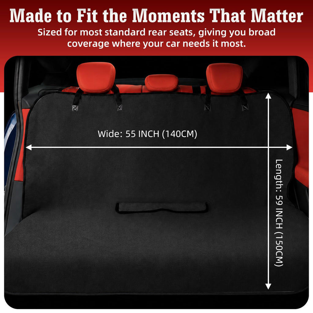 1160g Heavy Duty Towel Car Seat Cover, Sweatproof Absorbent Microfiber Rear Seat Protector for Gym Beach Athletes, Universal Fit Waterproof Back Seat Mat for Sedans SUV Minivans(Black, 1PC)