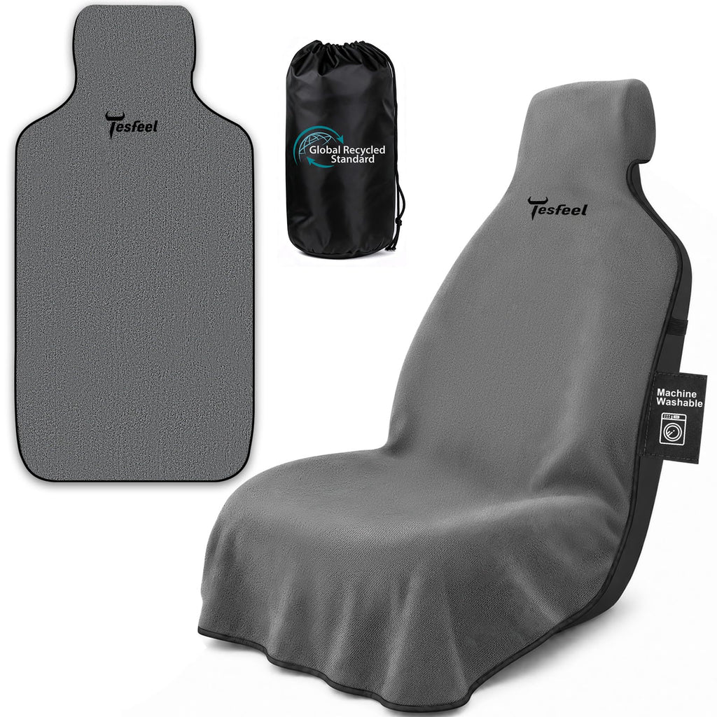 1160g Heavy Duty Towel Car Seat Cover, Sweatproof Absorbent Microfiber Rear Seat Protector for Gym Beach Athletes, Universal Fit Waterproof Back Seat Mat for Sedans SUV Minivans(Black, 1PC)