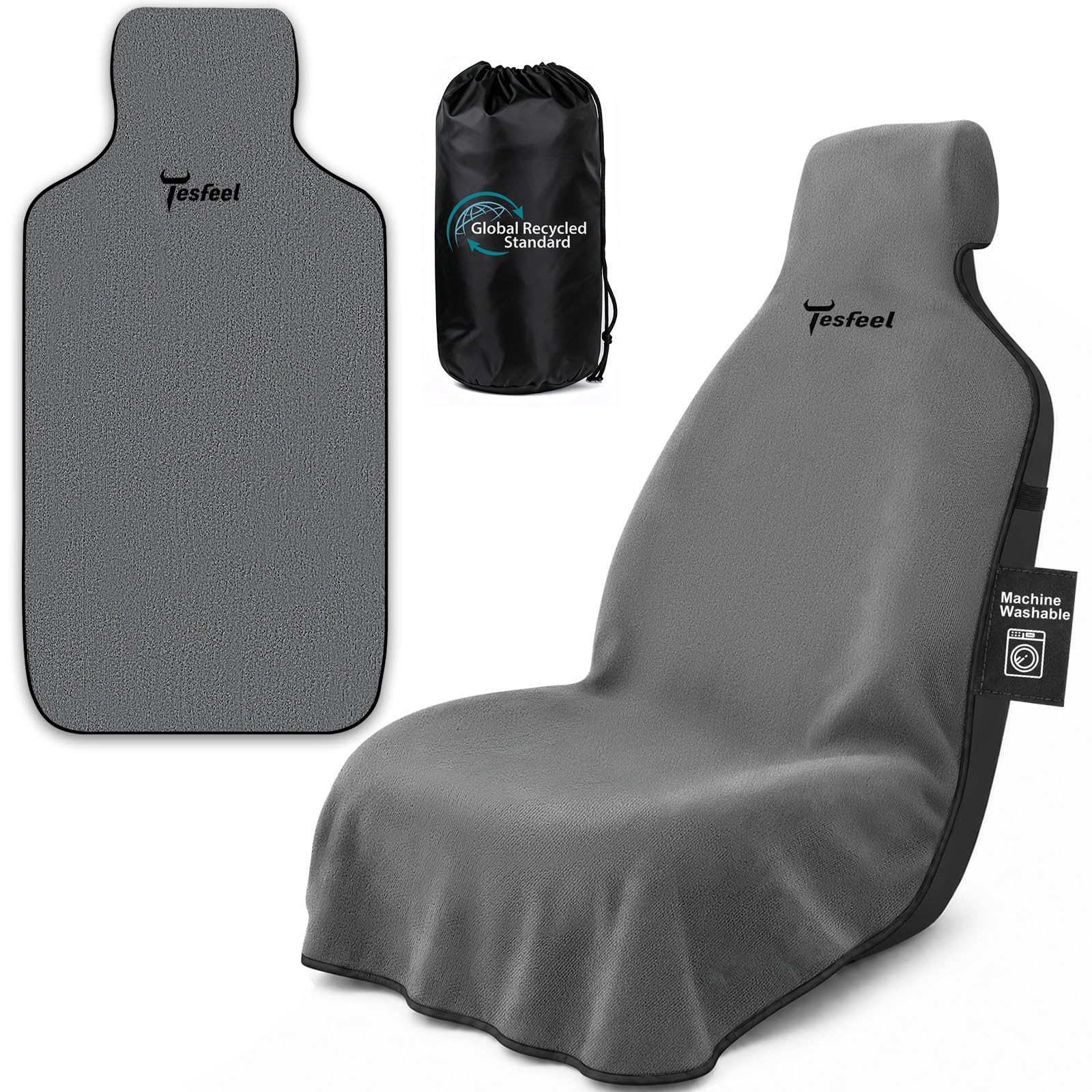 1160g Heavy Duty Towel Car Seat Cover, Sweatproof Absorbent Microfiber Rear Seat Protector for Gym Beach Athletes, Universal Fit Waterproof Back Seat Mat for Sedans SUV Minivans(Black, 1PC)
