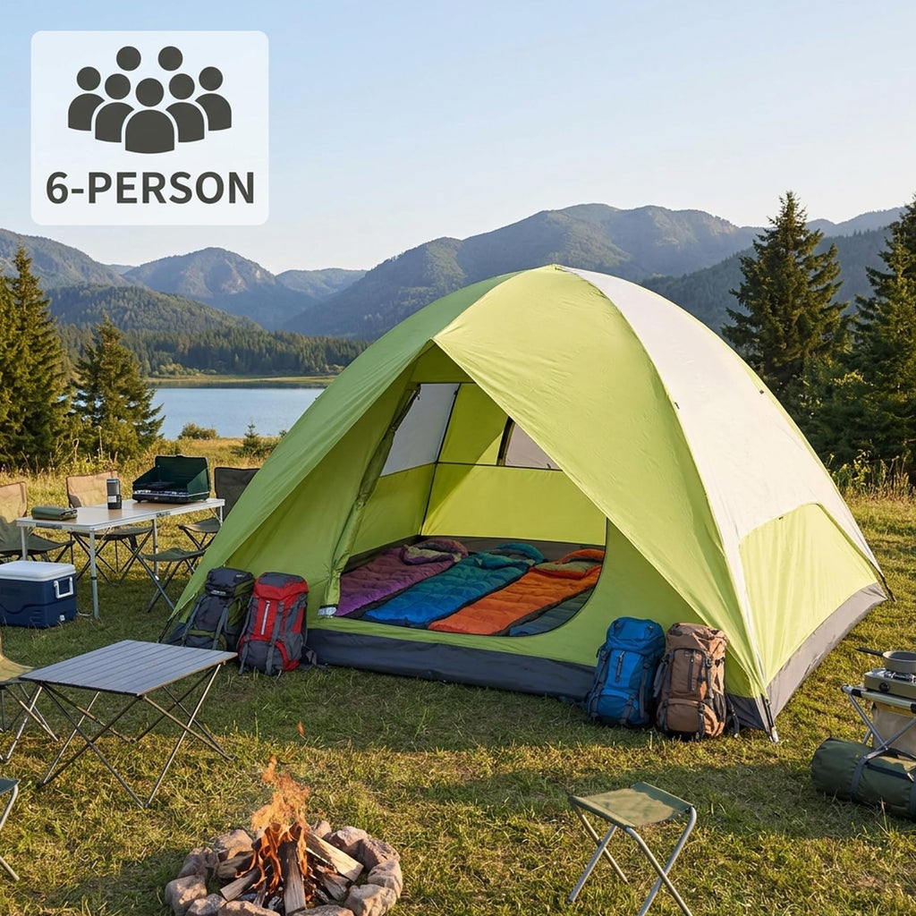 Heavy Duty Camping Tents, Outdoor Tents, 4/6 Person Family Camping Tent,Waterproof Windproof, 210D Oxford Fabric Ground Cloth