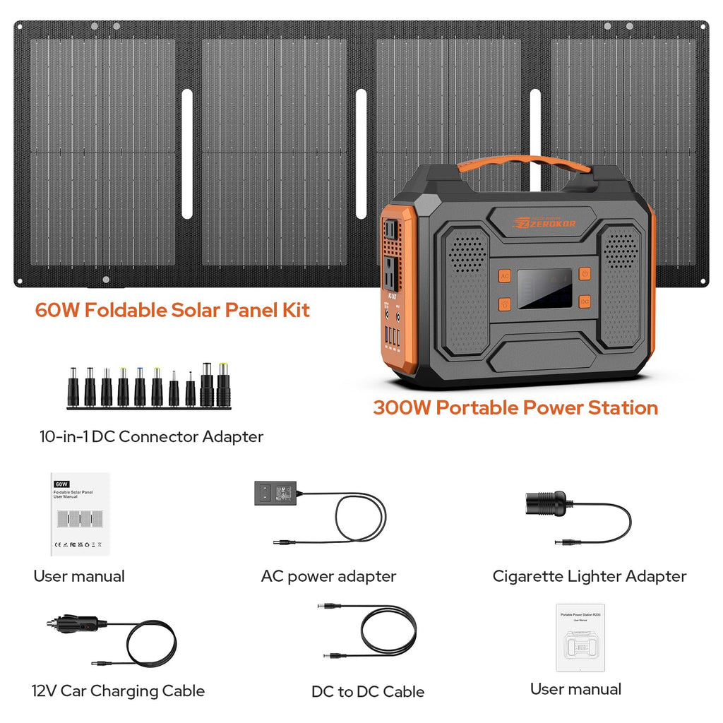 Portable Power Station 300W Solar Generator 280Wh(without Solar Panel), 110V Portable Power Bank with AC Outlet Pure Sine Wave, DC, USB QC3.0, External Battery Power Pack for Camping RV Outdoor Use