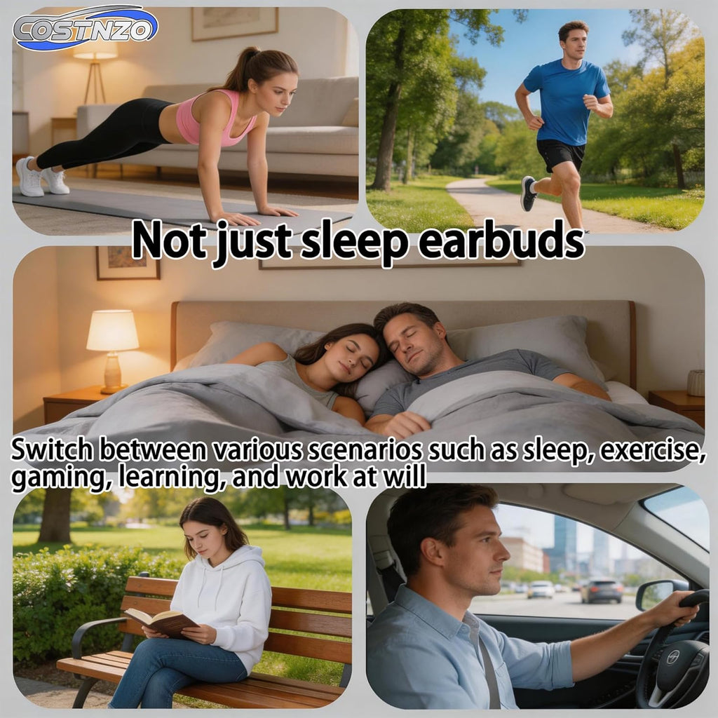Sleep Earbuds for Side Sleepers - Built in Sleep Mode with 2 Natural Sounds White Noise, Sleep Buds Noise Cancelling Side Sleeper, Sleep Aid Headphones (Skin)