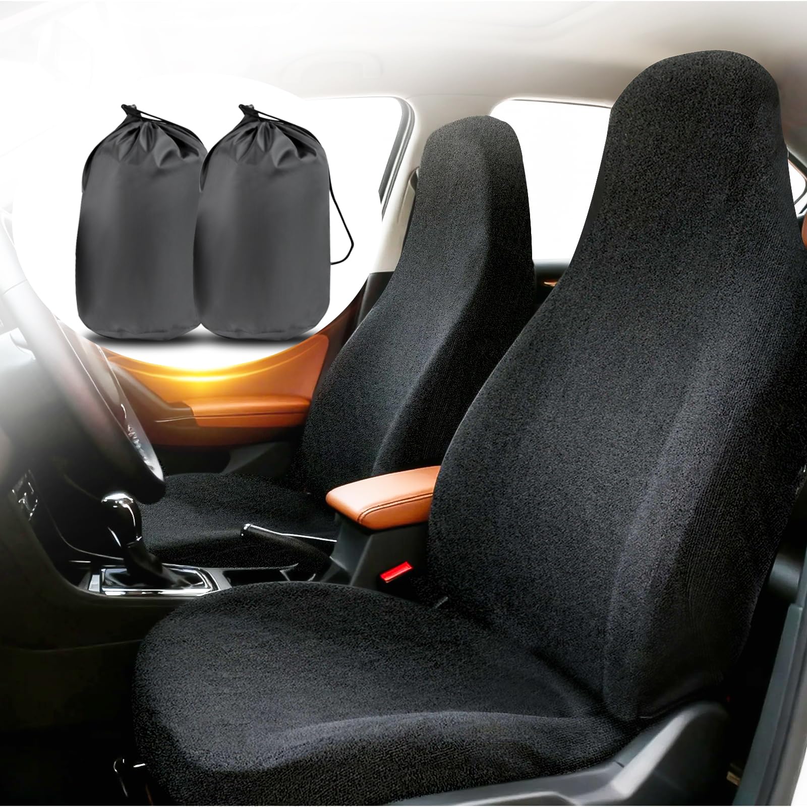 1160g Heavy Duty Towel Car Seat Cover, Sweatproof Absorbent Microfiber Rear Seat Protector for Gym Beach Athletes, Universal Fit Waterproof Back Seat Mat for Sedans SUV Minivans(Black, 1PC)