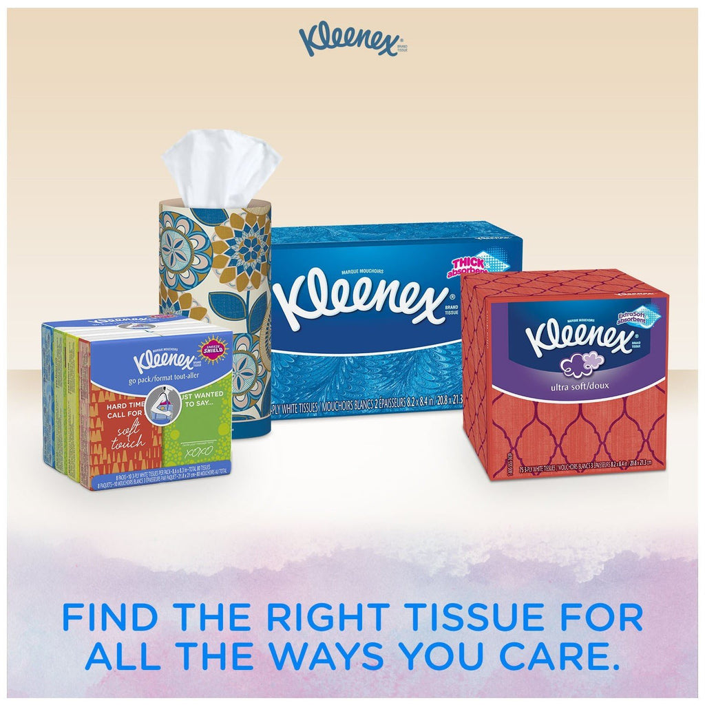 Kleenex Ultra Soft Facial Tissues, 3 Flat Boxes, 120 Tissues per Box, 3-Ply (360 Total), Packaging May Vary