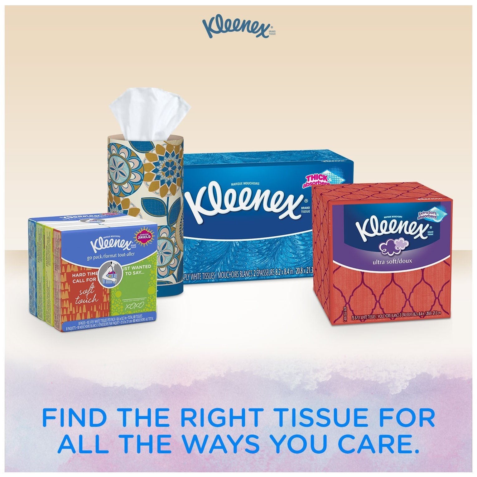 Kleenex Ultra Soft Facial Tissues, 3 Flat Boxes, 120 Tissues per Box, 3-Ply (360 Total), Packaging May Vary