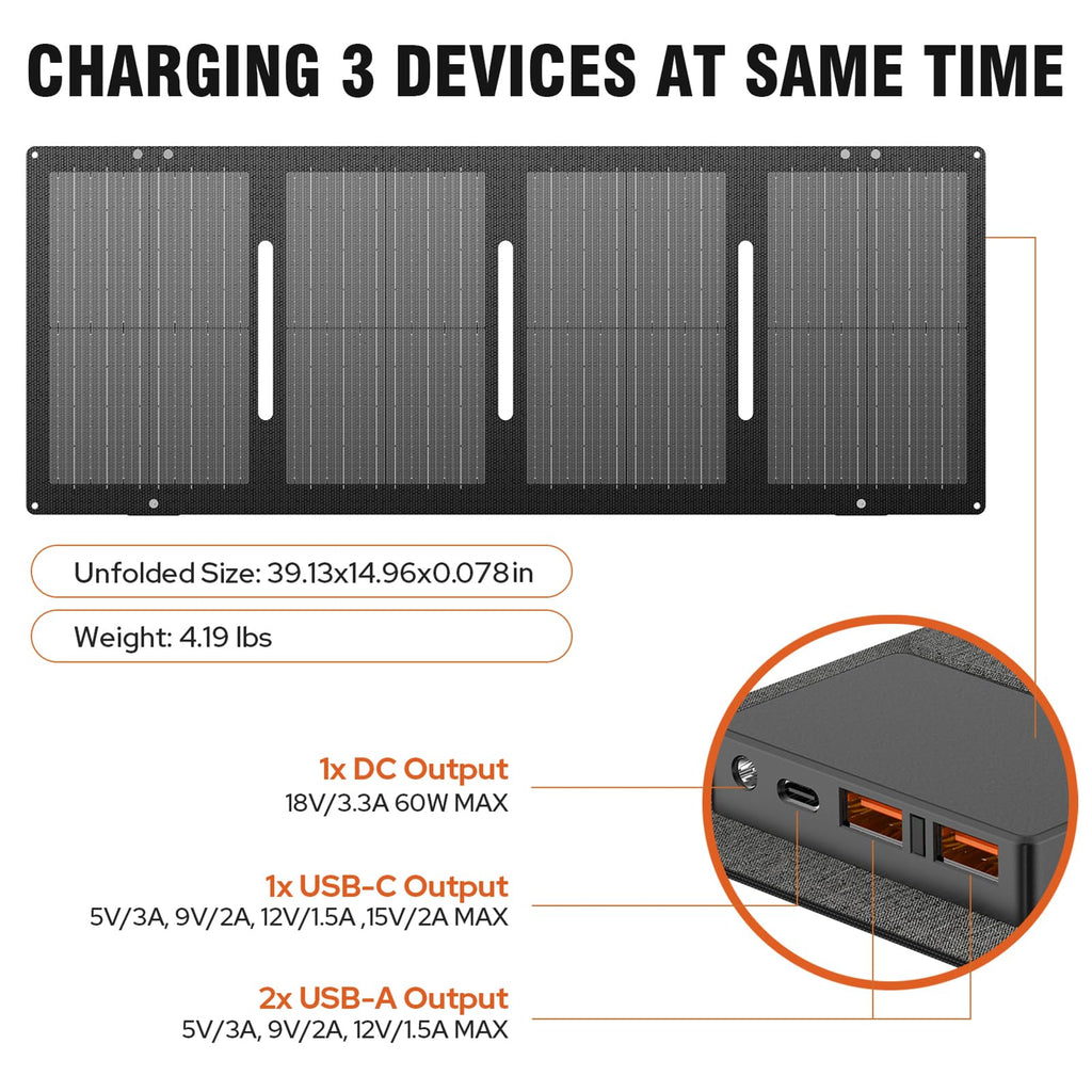 Portable Power Station 300W Solar Generator 280Wh(without Solar Panel), 110V Portable Power Bank with AC Outlet Pure Sine Wave, DC, USB QC3.0, External Battery Power Pack for Camping RV Outdoor Use