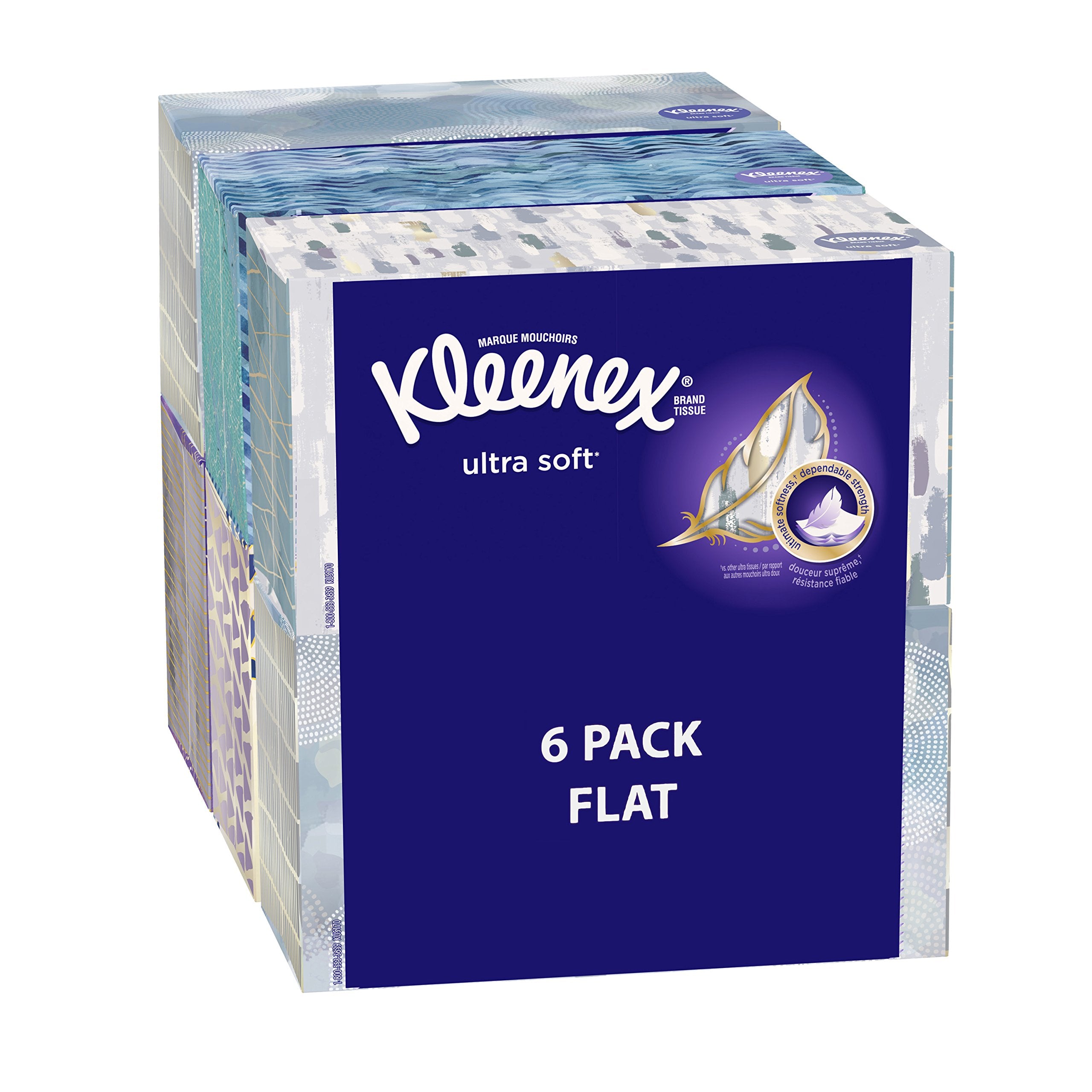 Kleenex Ultra Soft Facial Tissues, 3 Flat Boxes, 120 Tissues per Box, 3-Ply (360 Total), Packaging May Vary