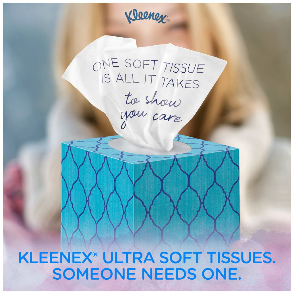Kleenex Ultra Soft Facial Tissues, 3 Flat Boxes, 120 Tissues per Box, 3-Ply (360 Total), Packaging May Vary