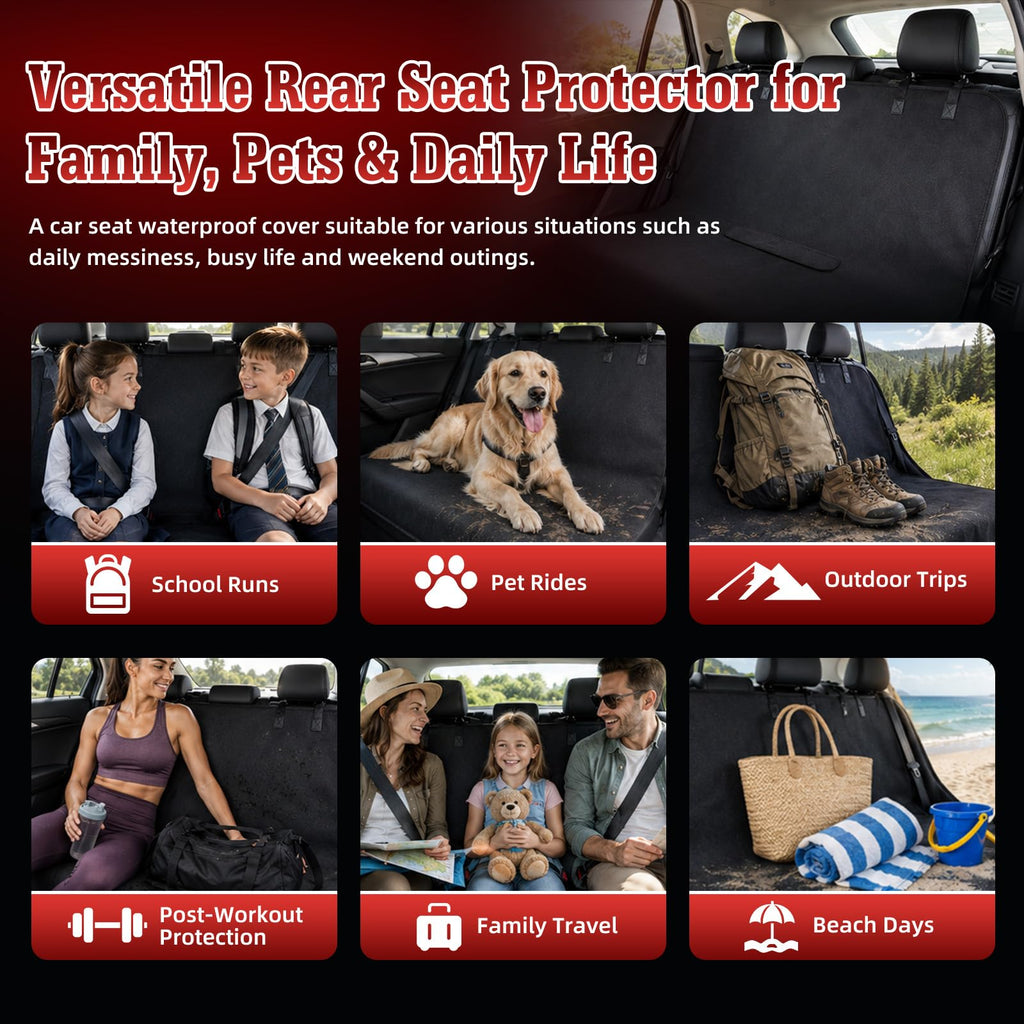 1160g Heavy Duty Towel Car Seat Cover, Sweatproof Absorbent Microfiber Rear Seat Protector for Gym Beach Athletes, Universal Fit Waterproof Back Seat Mat for Sedans SUV Minivans(Black, 1PC)