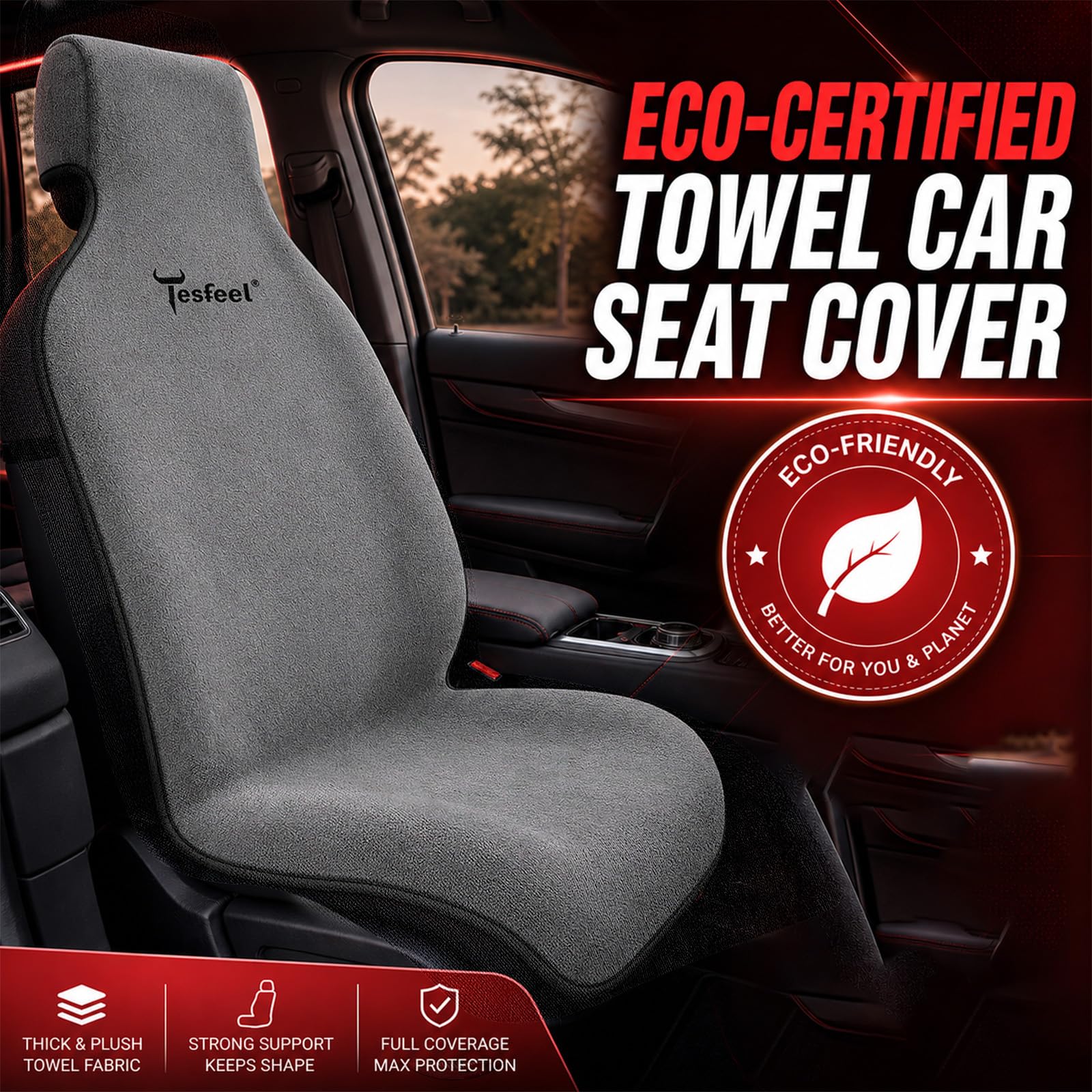 1160g Heavy Duty Towel Car Seat Cover, Sweatproof Absorbent Microfiber Rear Seat Protector for Gym Beach Athletes, Universal Fit Waterproof Back Seat Mat for Sedans SUV Minivans(Black, 1PC)