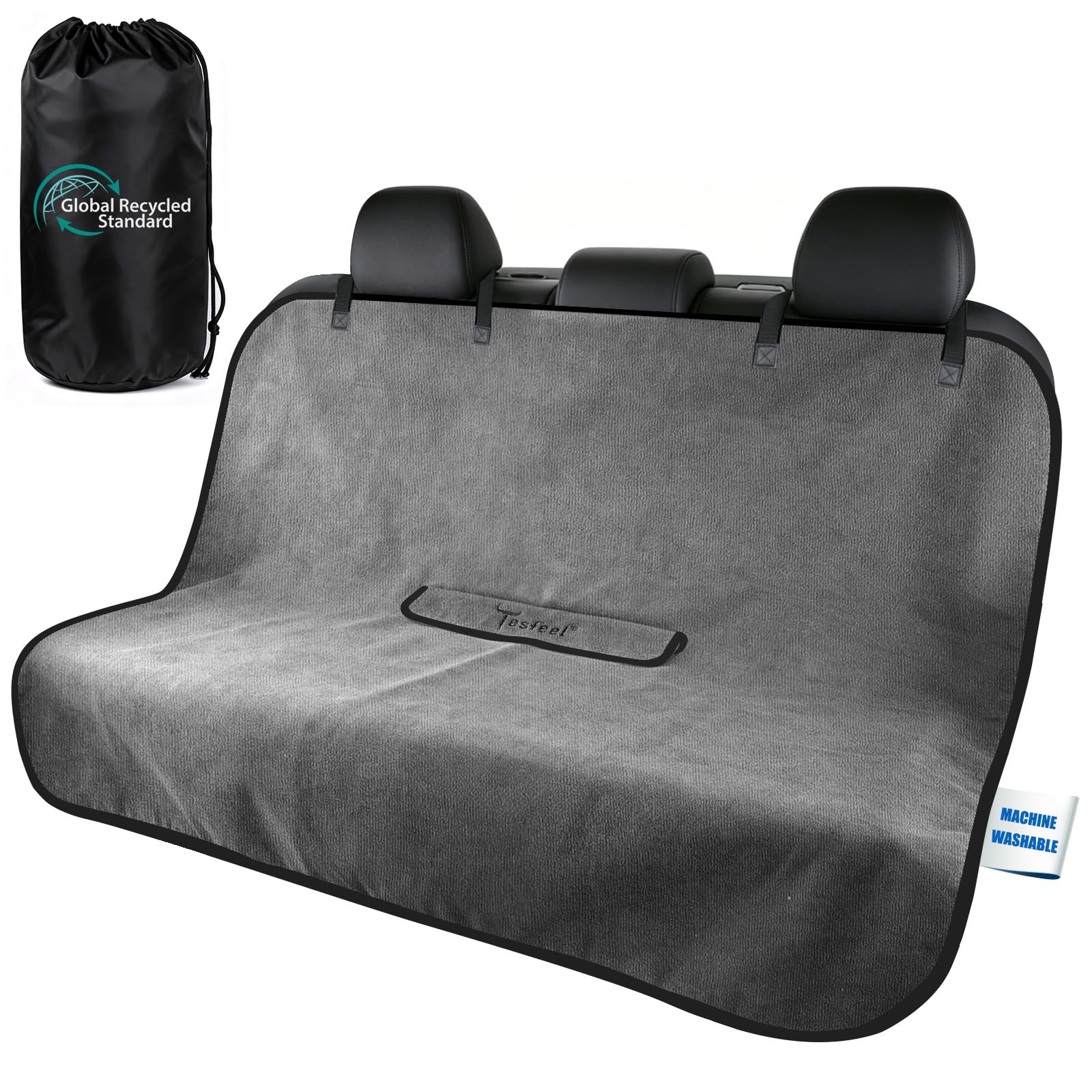 1160g Heavy Duty Towel Car Seat Cover, Sweatproof Absorbent Microfiber Rear Seat Protector for Gym Beach Athletes, Universal Fit Waterproof Back Seat Mat for Sedans SUV Minivans(Black, 1PC)