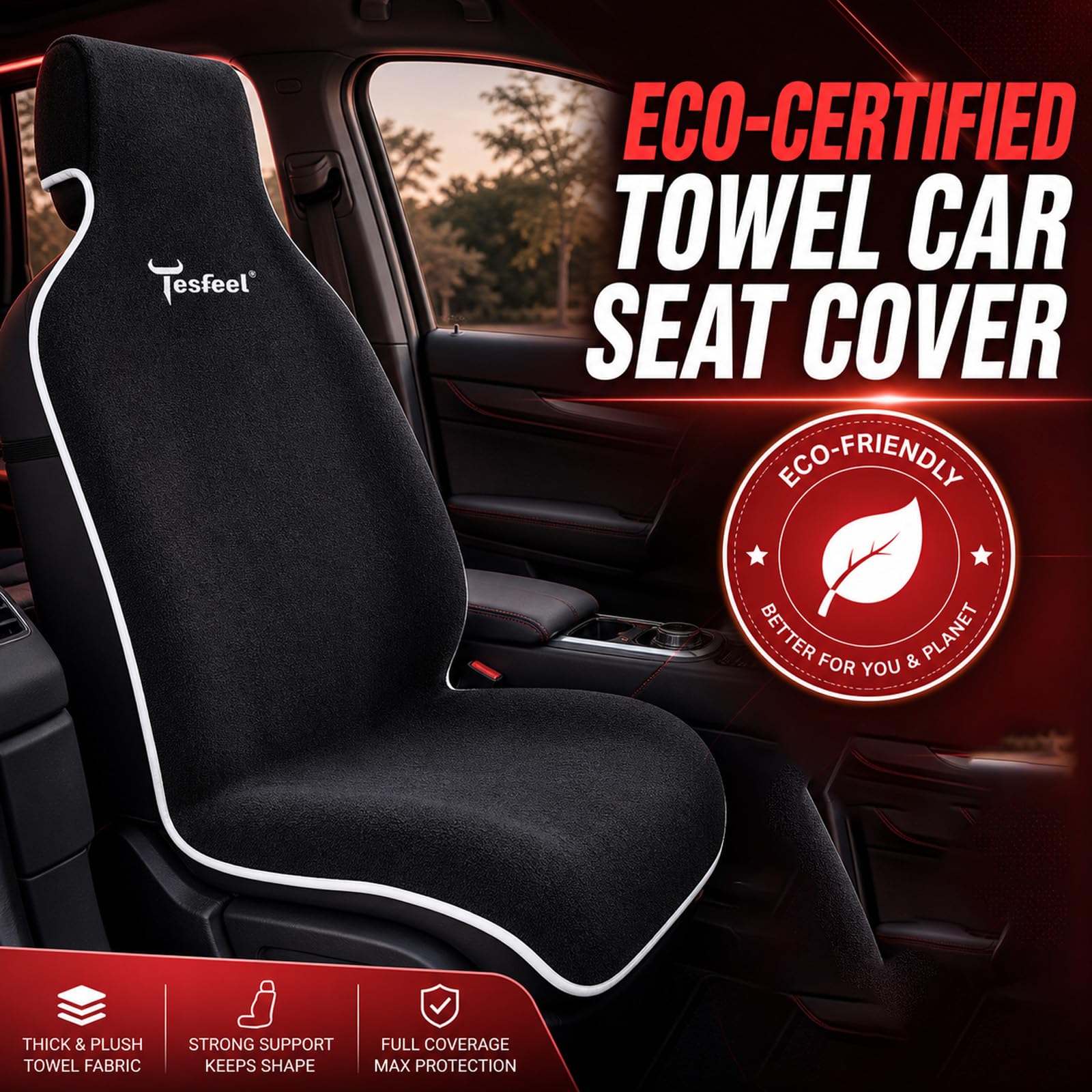 1160g Heavy Duty Towel Car Seat Cover, Sweatproof Absorbent Microfiber Rear Seat Protector for Gym Beach Athletes, Universal Fit Waterproof Back Seat Mat for Sedans SUV Minivans(Black, 1PC)