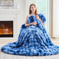 Lotus Karen Faux Fur Throw Blanket Black - Big Bubble Rabbit Fluff Blanket for Couch, Small Fluffy Fuzzy Cozy Blanket, Thick Furry Plush Shaggy Blankets, 50x60 Inches