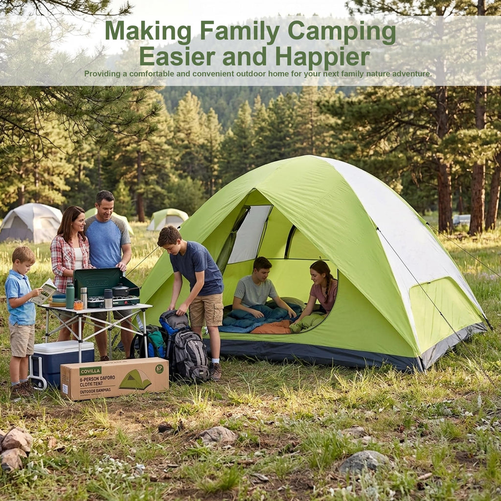 Heavy Duty Camping Tents, Outdoor Tents, 4/6 Person Family Camping Tent,Waterproof Windproof, 210D Oxford Fabric Ground Cloth