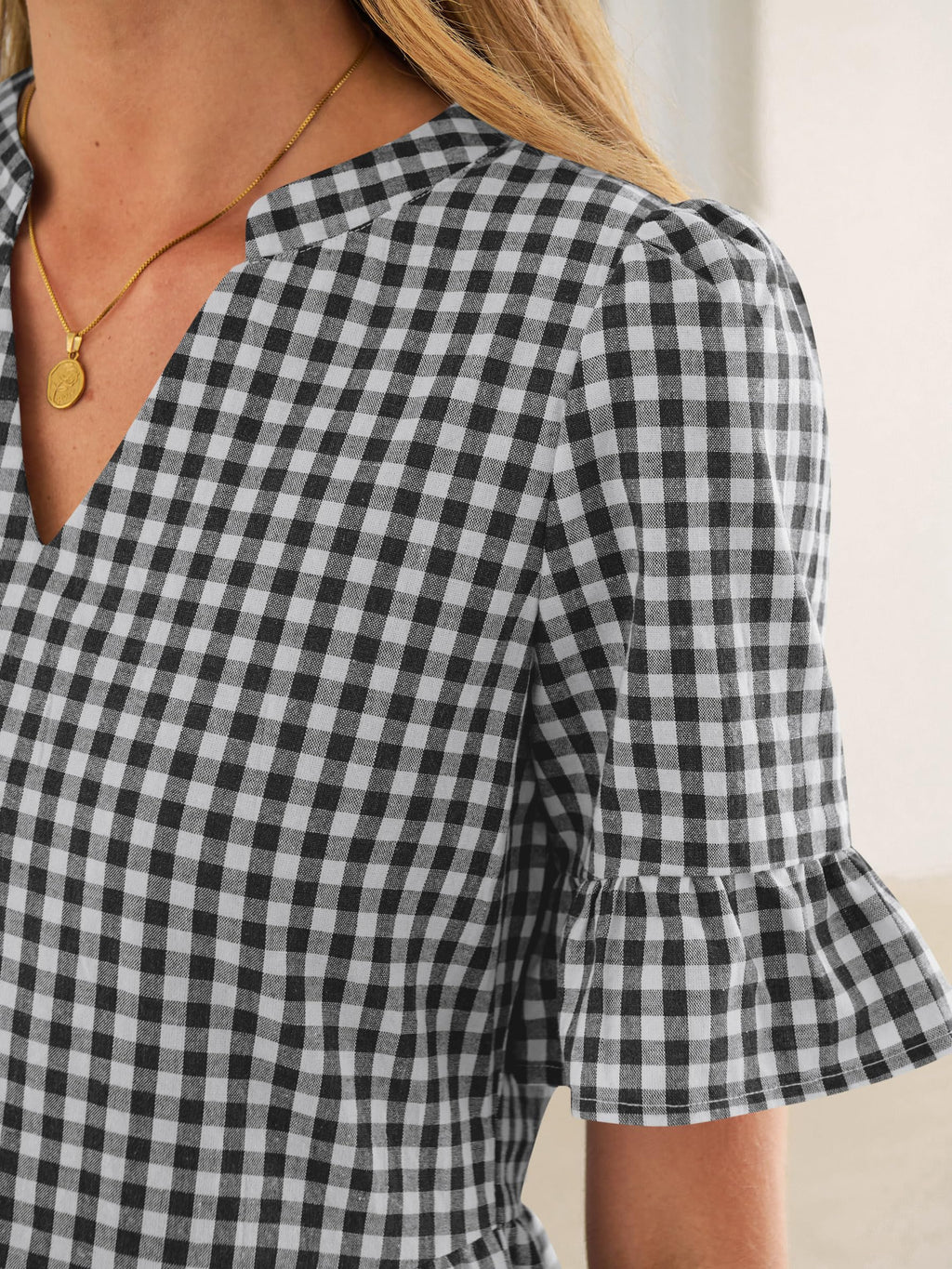 Caracilia Dresses for Women Summer 2026 Striped V Neck Ruffle Sleeve A Line Tiered Flowy Casual Mini Beach Dress with Pockets