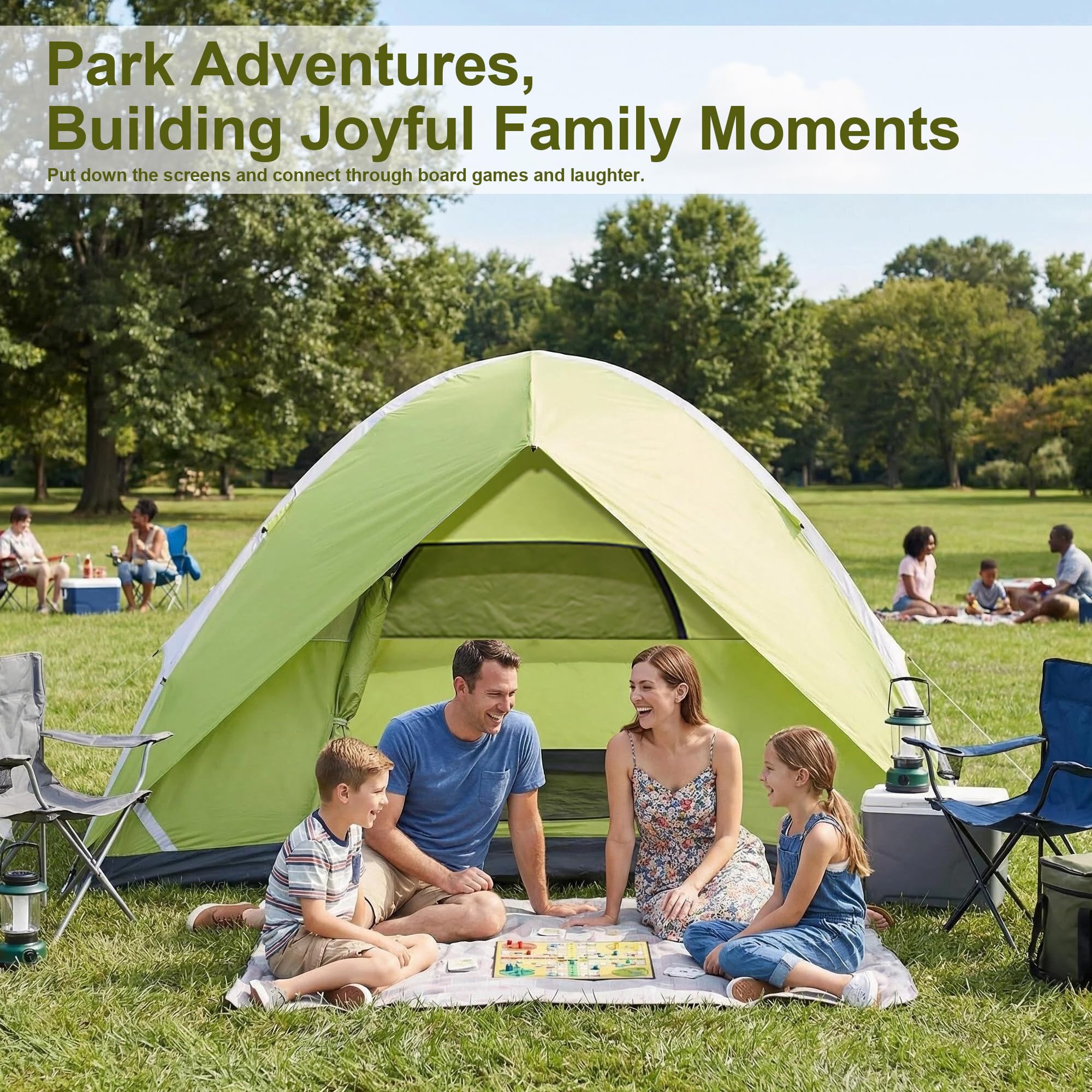 Heavy Duty Camping Tents, Outdoor Tents, 4/6 Person Family Camping Tent,Waterproof Windproof, 210D Oxford Fabric Ground Cloth