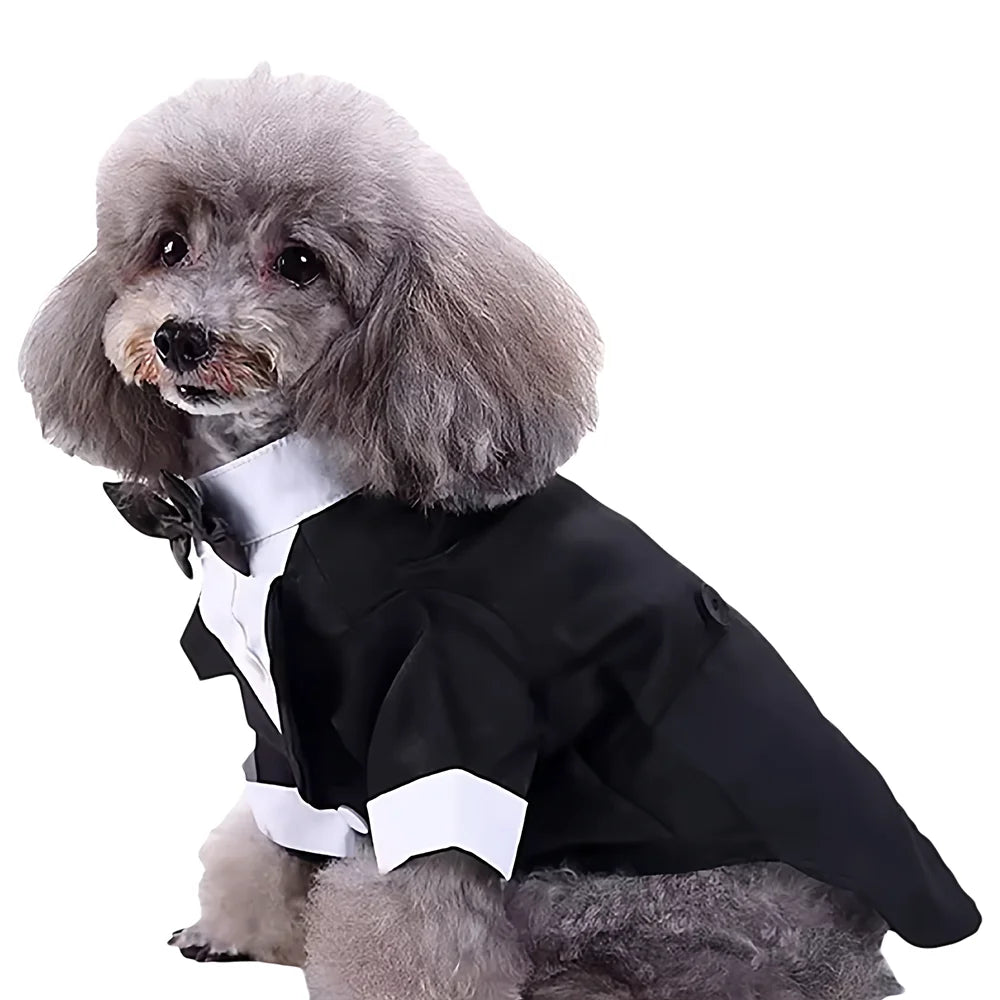 Pet Costume Suits - Lightweight Tuxedos, Suitable for Weddings/Christmas, with Adjustable Bow Ties and Breathable Mesh Fabric