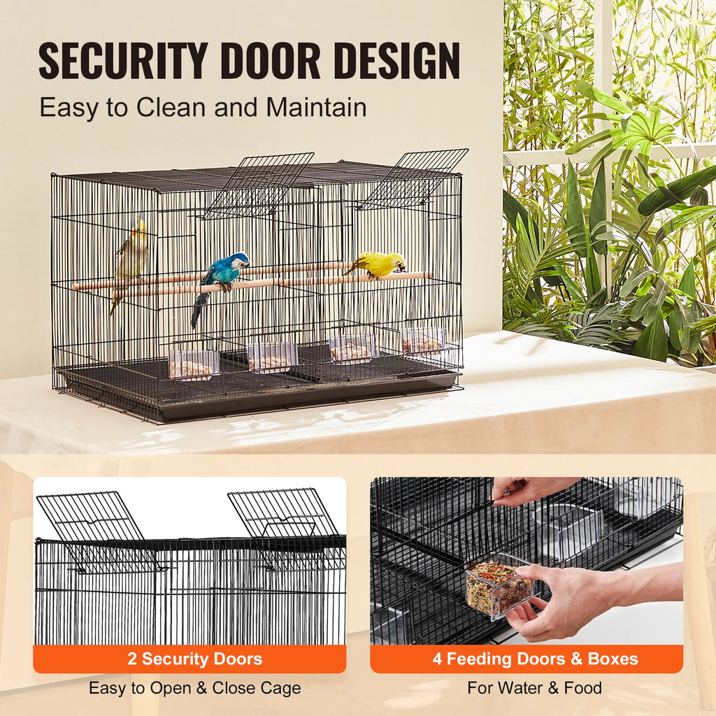 SucceBuy 30In Flight Bird Cage Stackable Divided Small Animal Cage for Kinds of Birds Pet Travel Birdcage with Handle and Perche