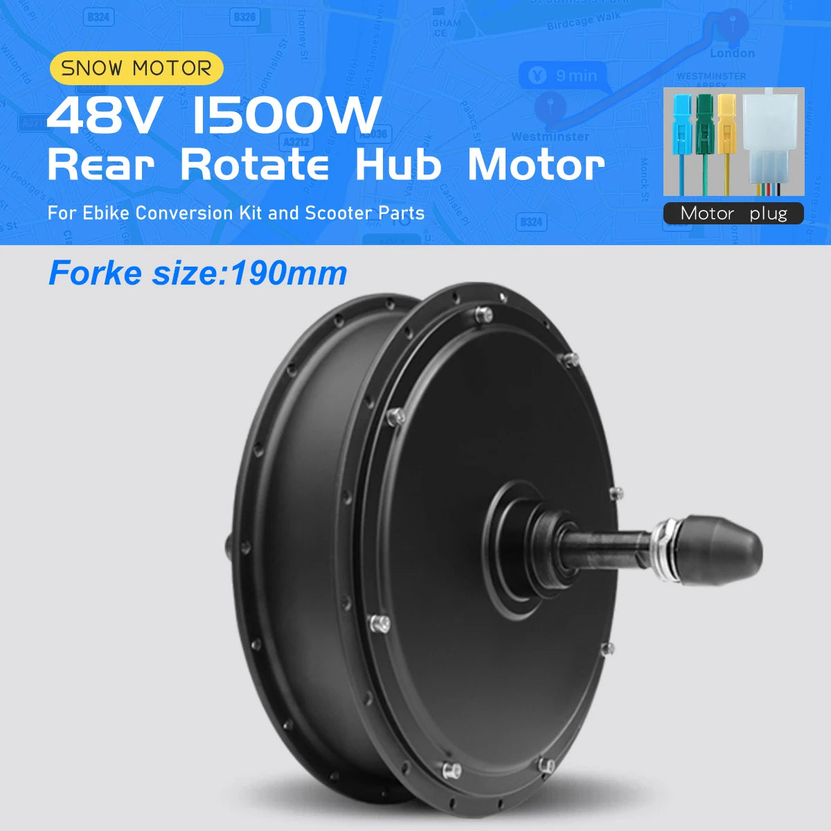 Ebike Fat Motor 48V 1000W 1500W Brushless Non-gear Front/Rear Hub Motor For Electric Bicycle Snow E-bike Fork Size 170mm 190mm