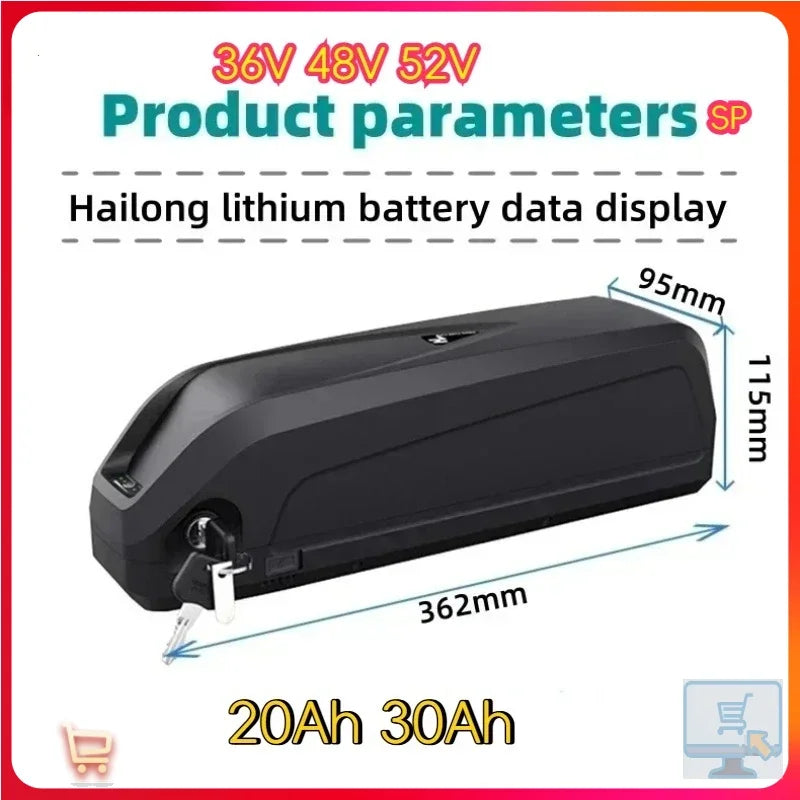 🔋36V 48V 52V For Motor Electric Mountain Bike Hailong Battery With BMS 20Ah 30Ah,for Bafang BBS02 BBS03 BBSHD 750W 1000W Ebike#